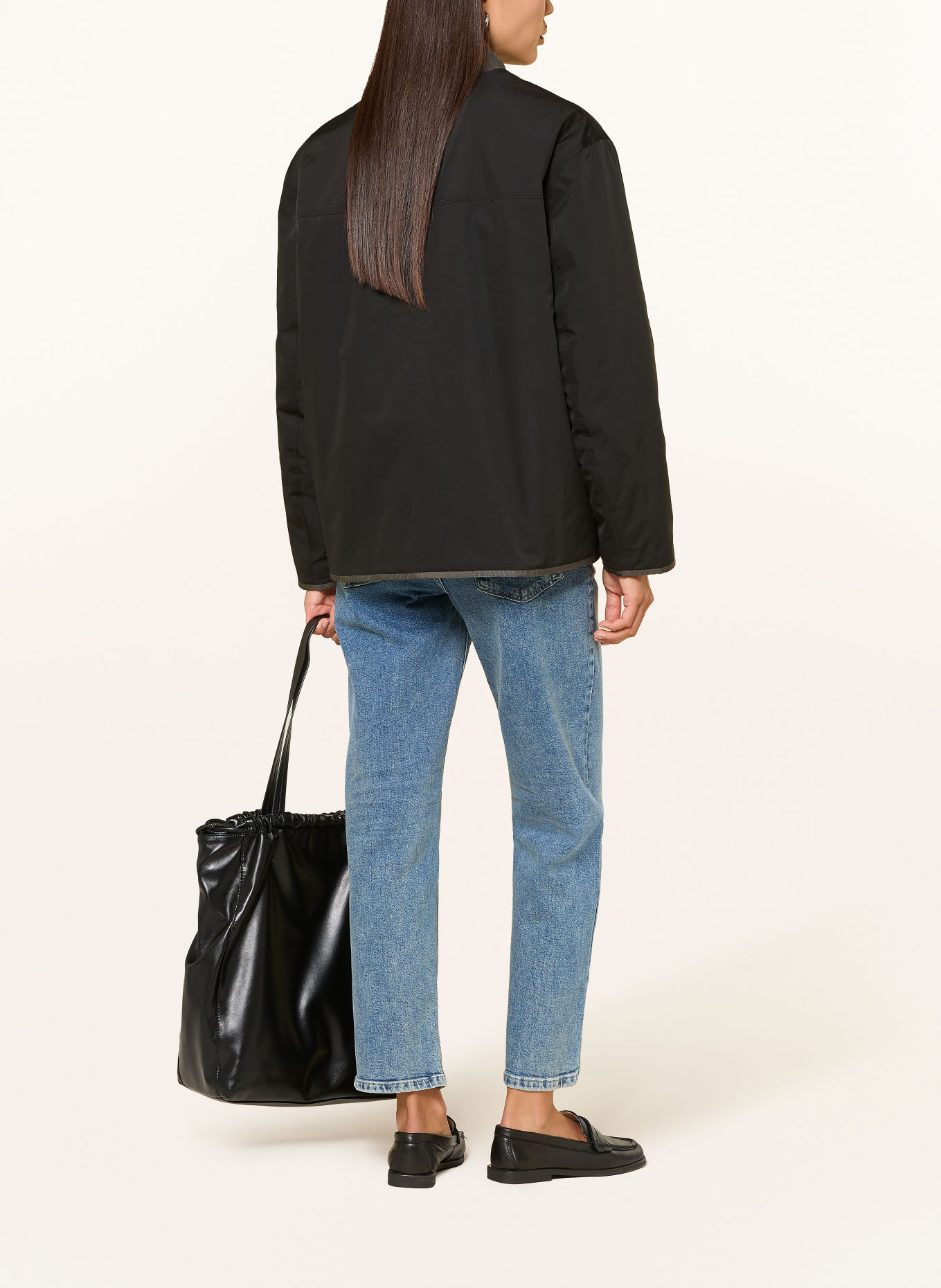 OPUS HEVON Reversible Quilted Jacket: DARK GRAY / GRAY