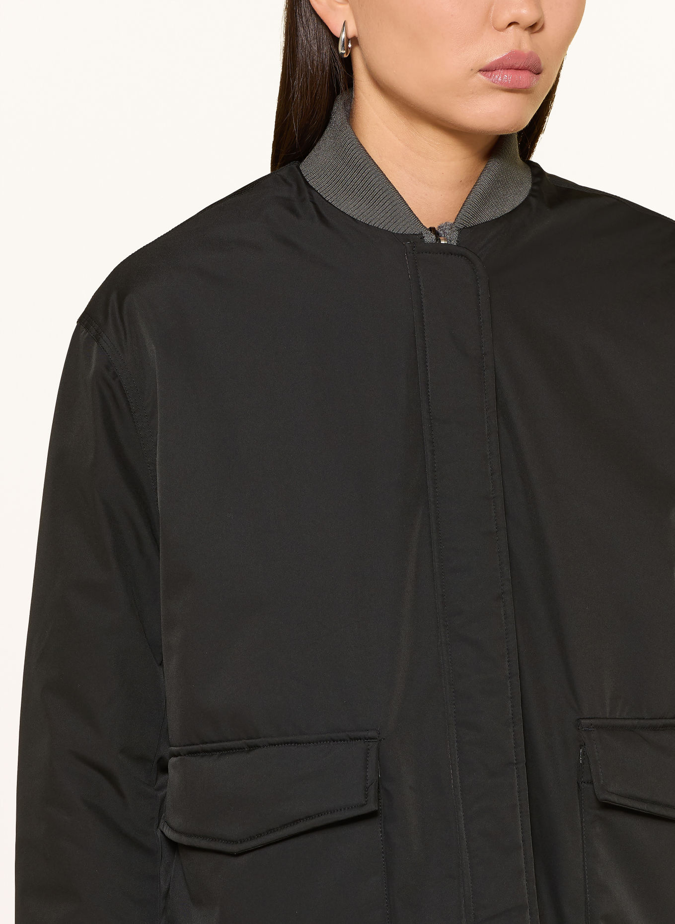 OPUS HEVON Reversible Quilted Jacket: DARK GRAY / GRAY