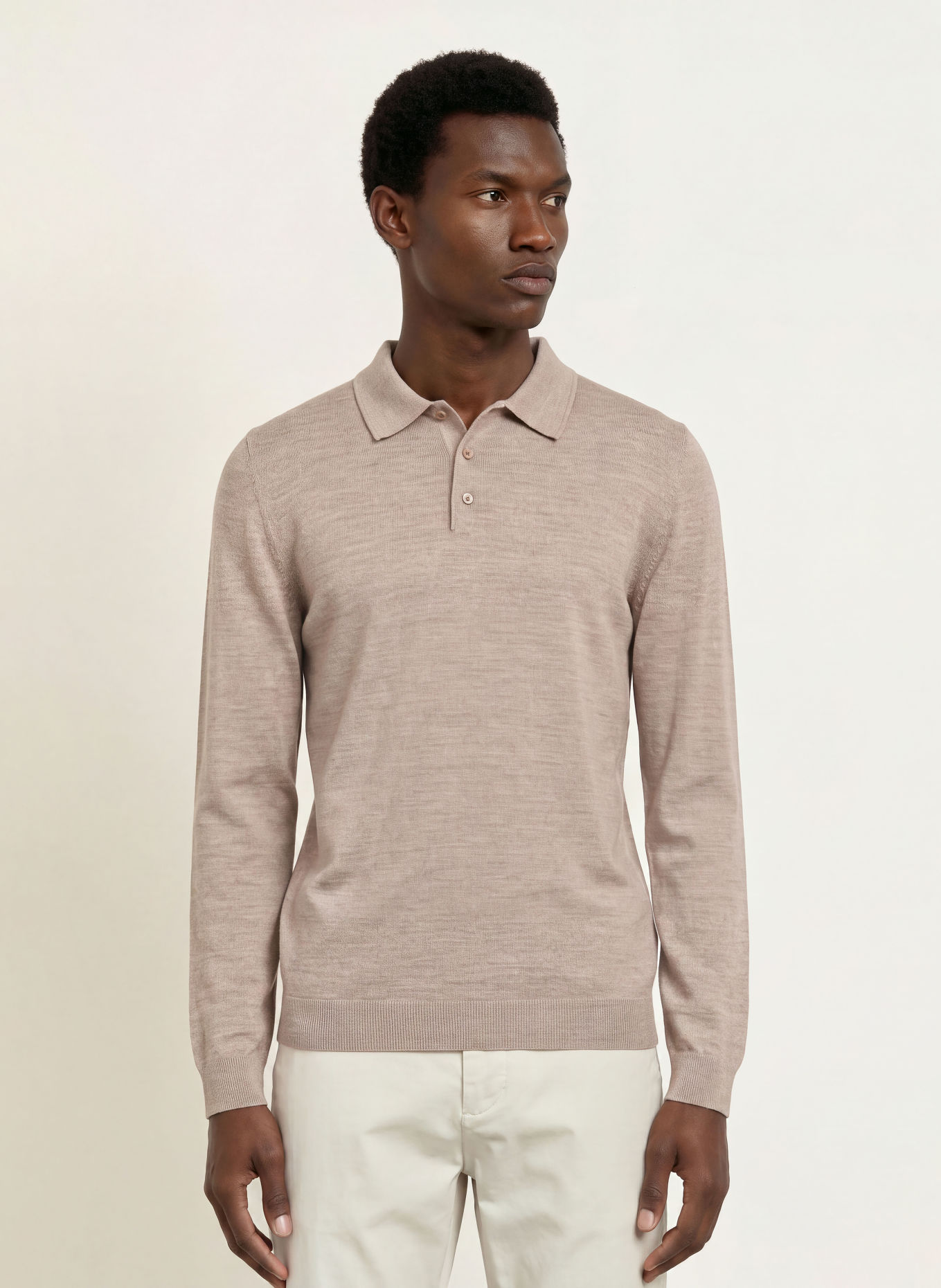 PAUL Knit polo shirt: LIGHT BROWN