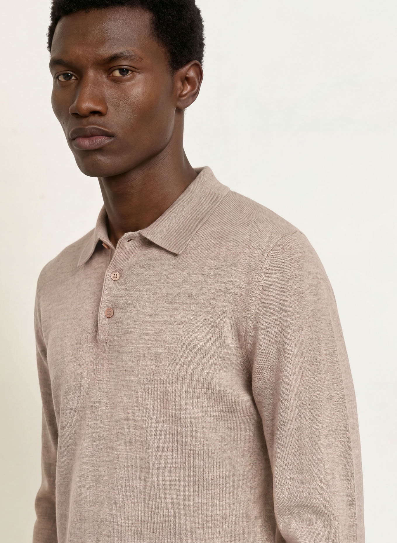 PAUL Knit polo shirt: LIGHT BROWN