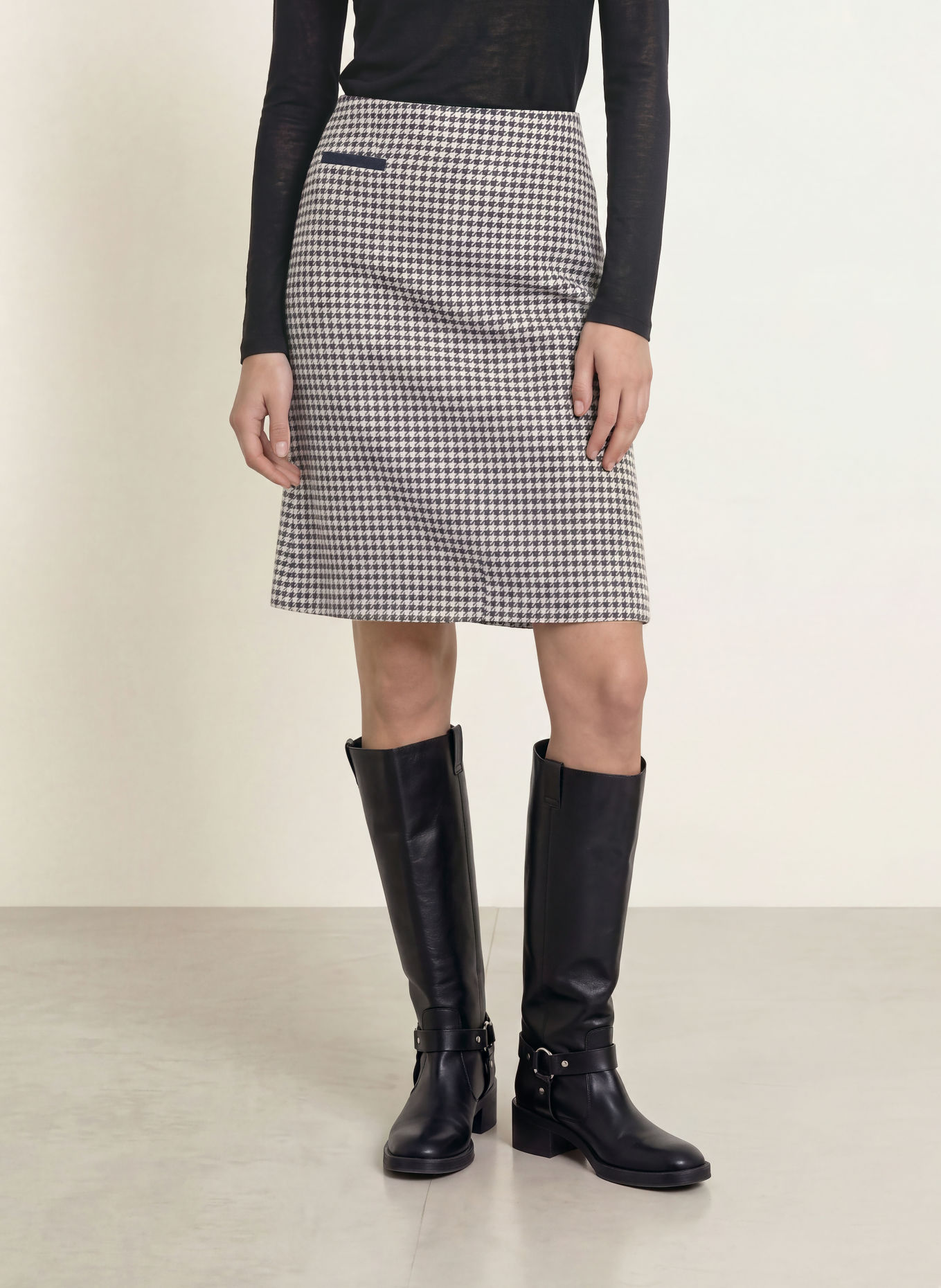 pamela henson Rok PHHALLA: BEIGE / DONKERBLAUW / ZWART