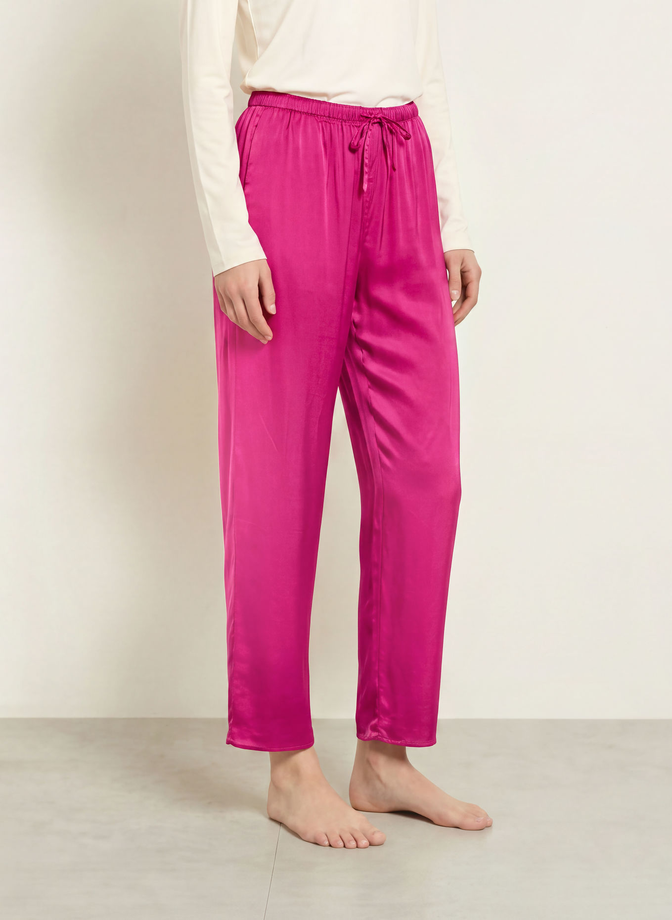ESSENZA Pyjamabroek IDA UNI van satijn: FUCHSIA