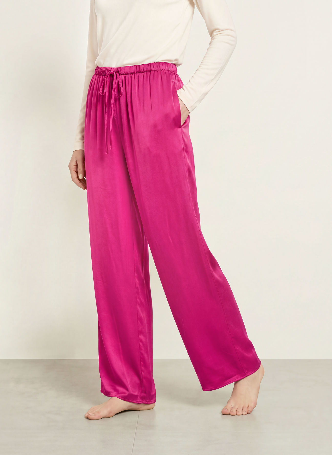 ESSENZA Pyjamabroek IDA UNI van satijn: FUCHSIA