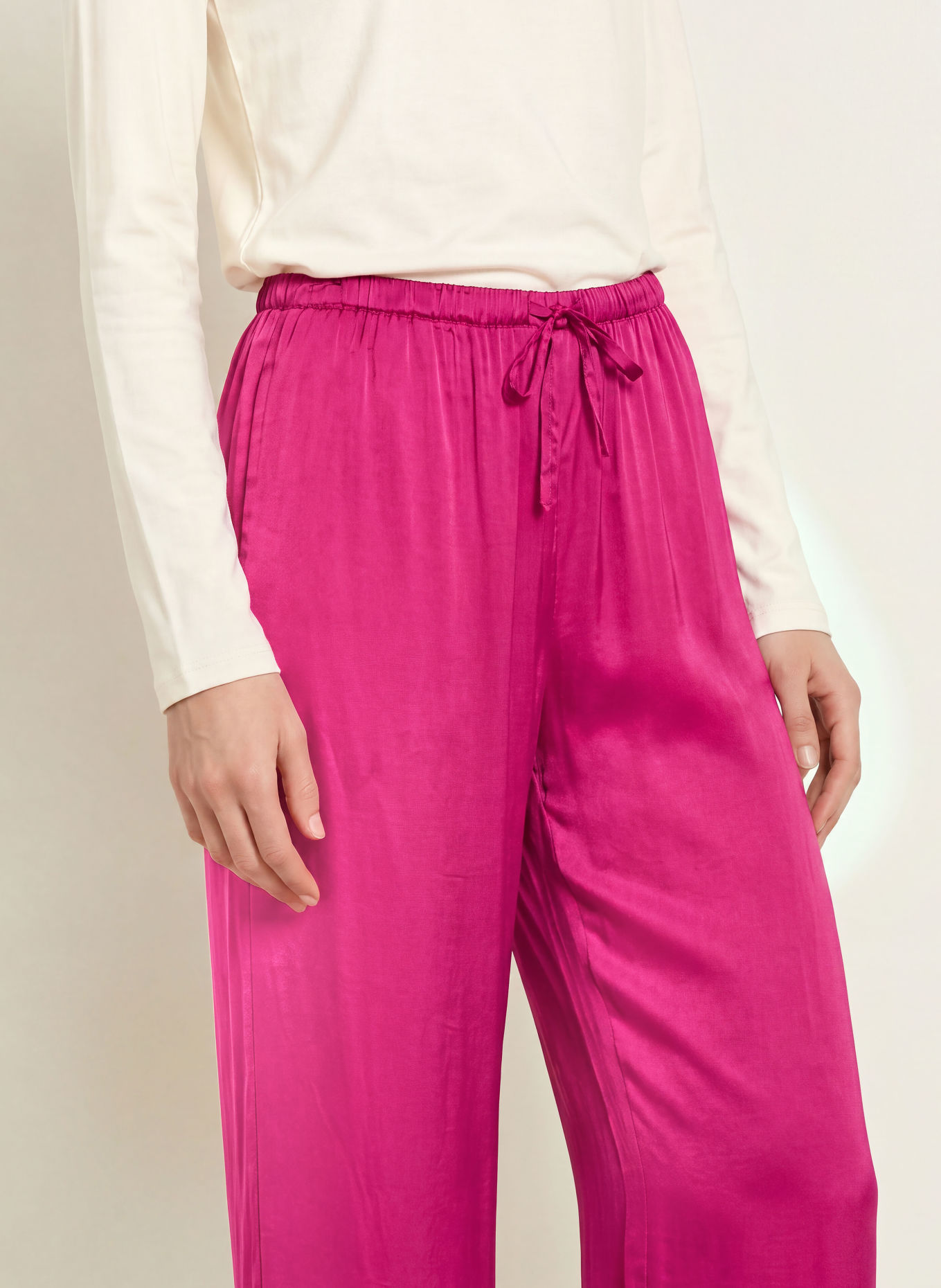 ESSENZA Pyjamabroek IDA UNI van satijn: FUCHSIA