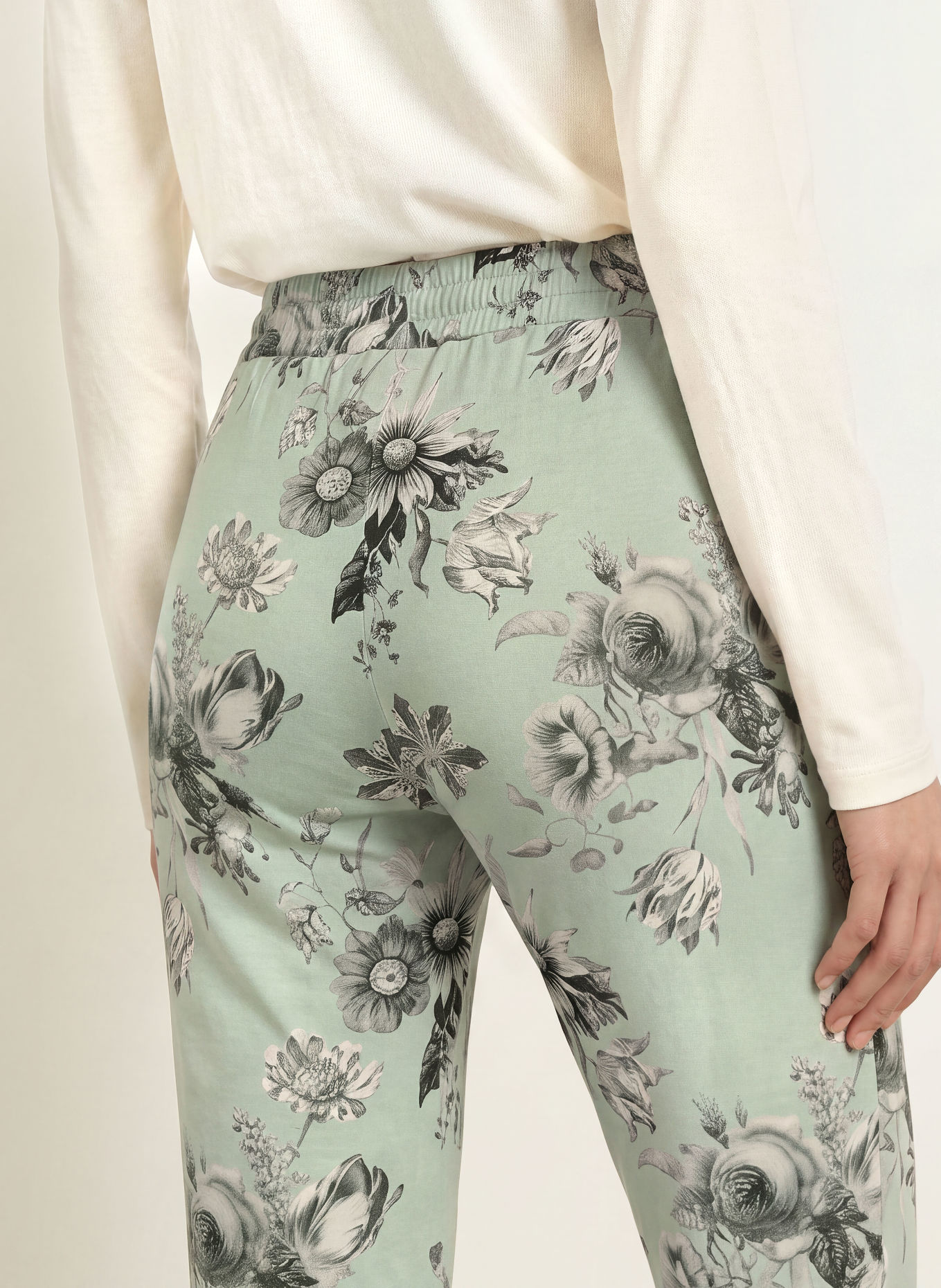 ESSENZA Pyjamabroek JULES FLOREAN van jersey: MINT / WIT