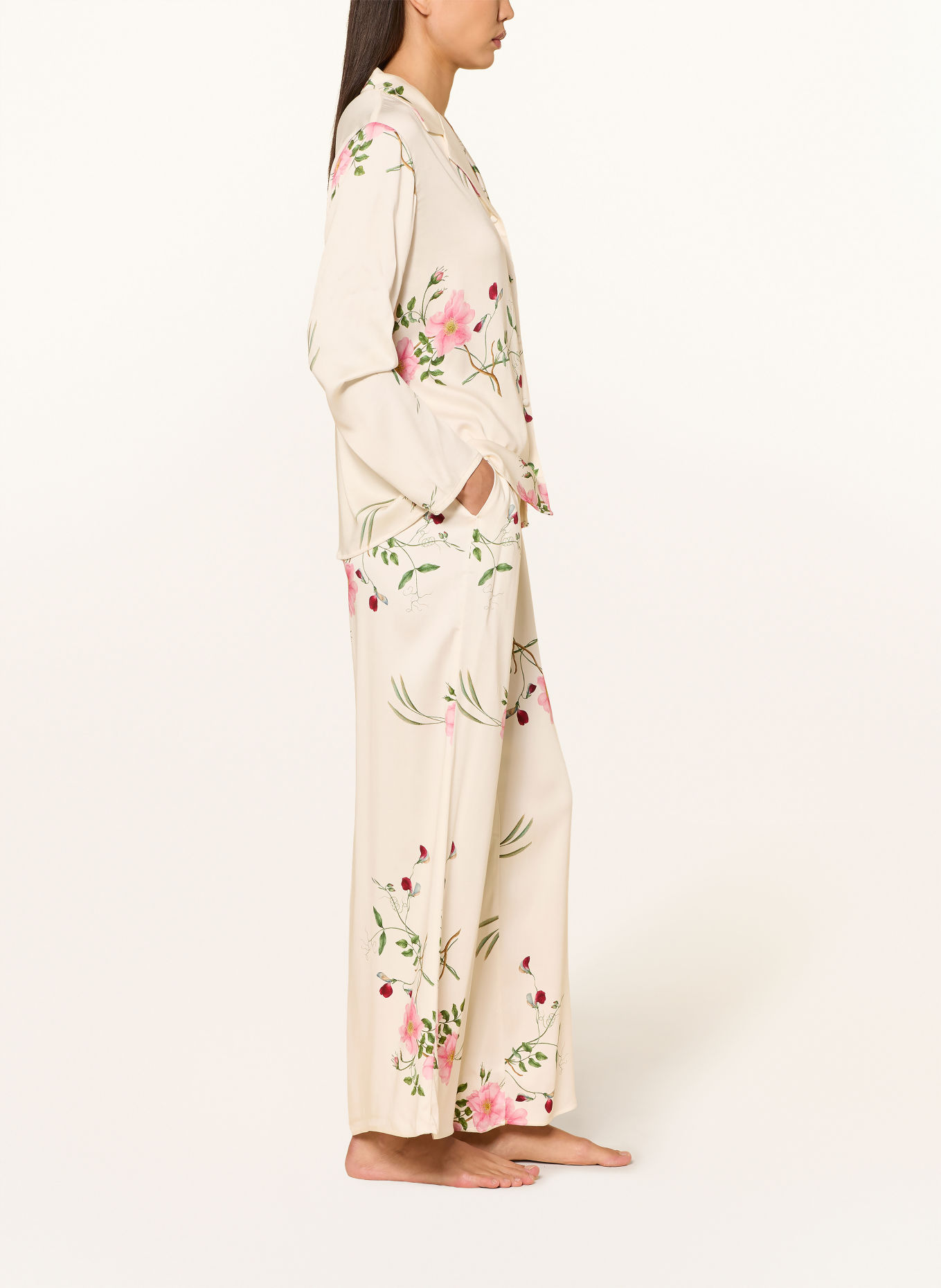 ESSENZA Pyjamabroek IDA MAREN: CRÈME / ROZE / GROEN