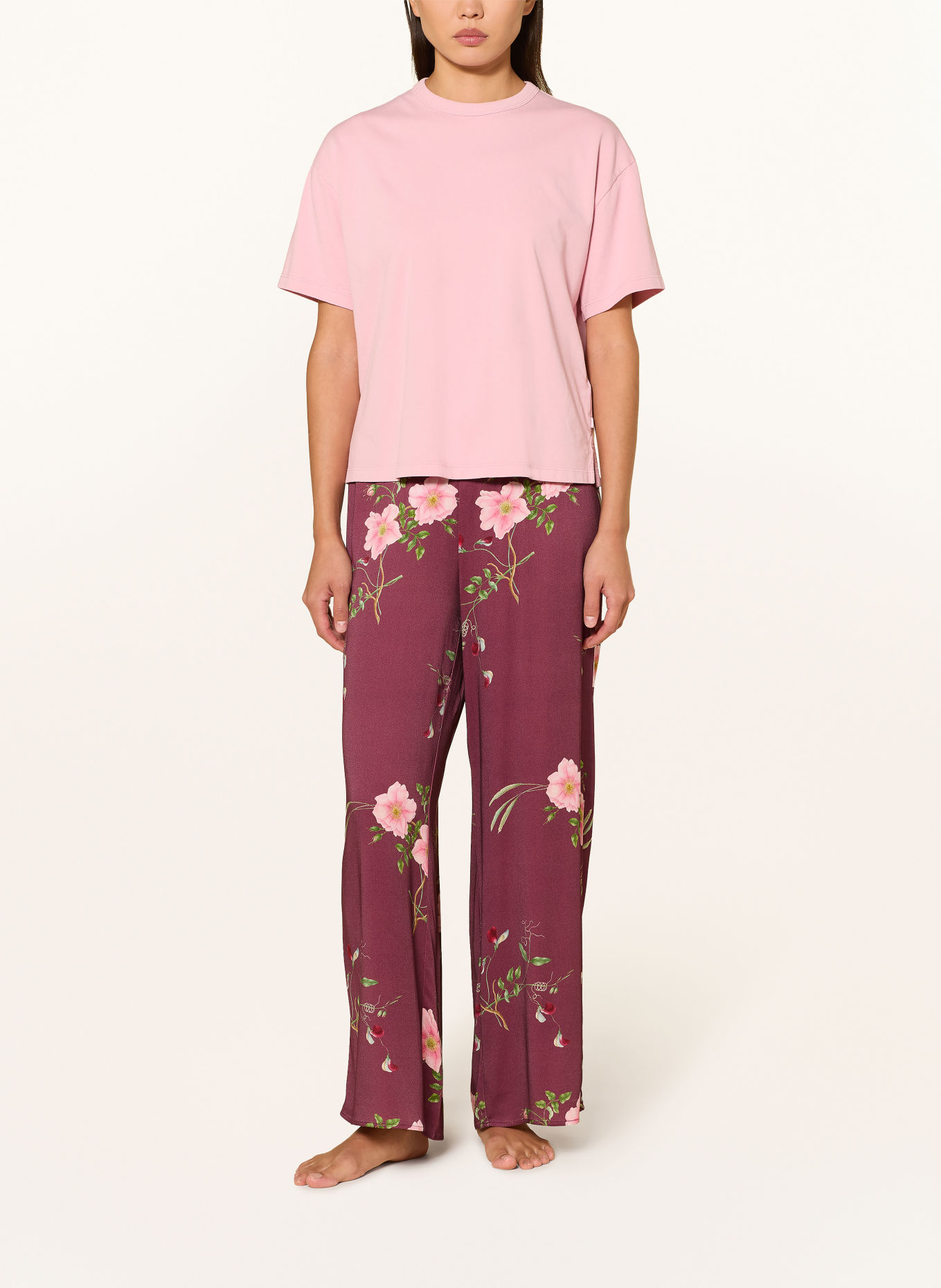 ESSENZA Pyjamabroek IDA MAREN: DONKERROOD / ROZE / GROEN