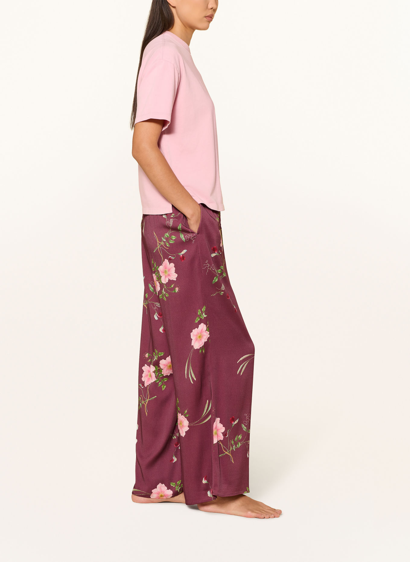 ESSENZA Pyjamabroek IDA MAREN: DONKERROOD / ROZE / GROEN