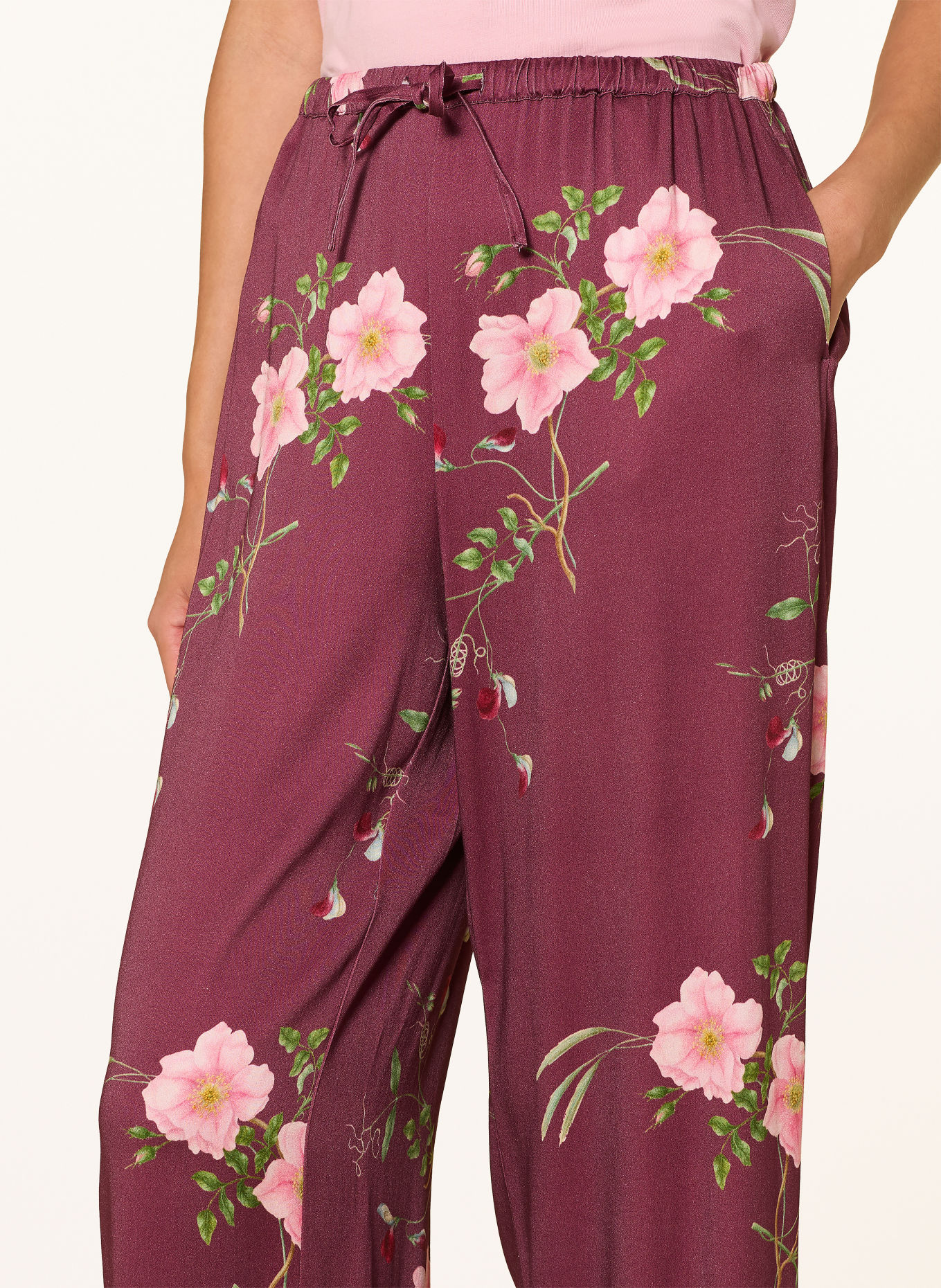 ESSENZA Pyjamabroek IDA MAREN: DONKERROOD / ROZE / GROEN