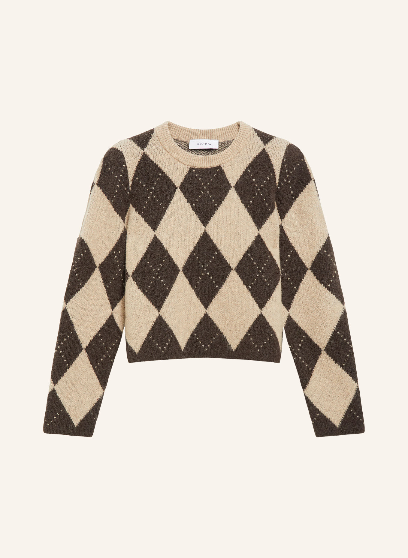 COMMA Pullover: DUNKELBRAUN / BEIGE