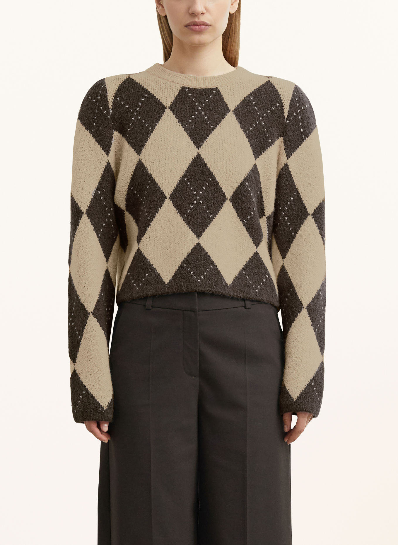 COMMA Pullover: DUNKELBRAUN / BEIGE
