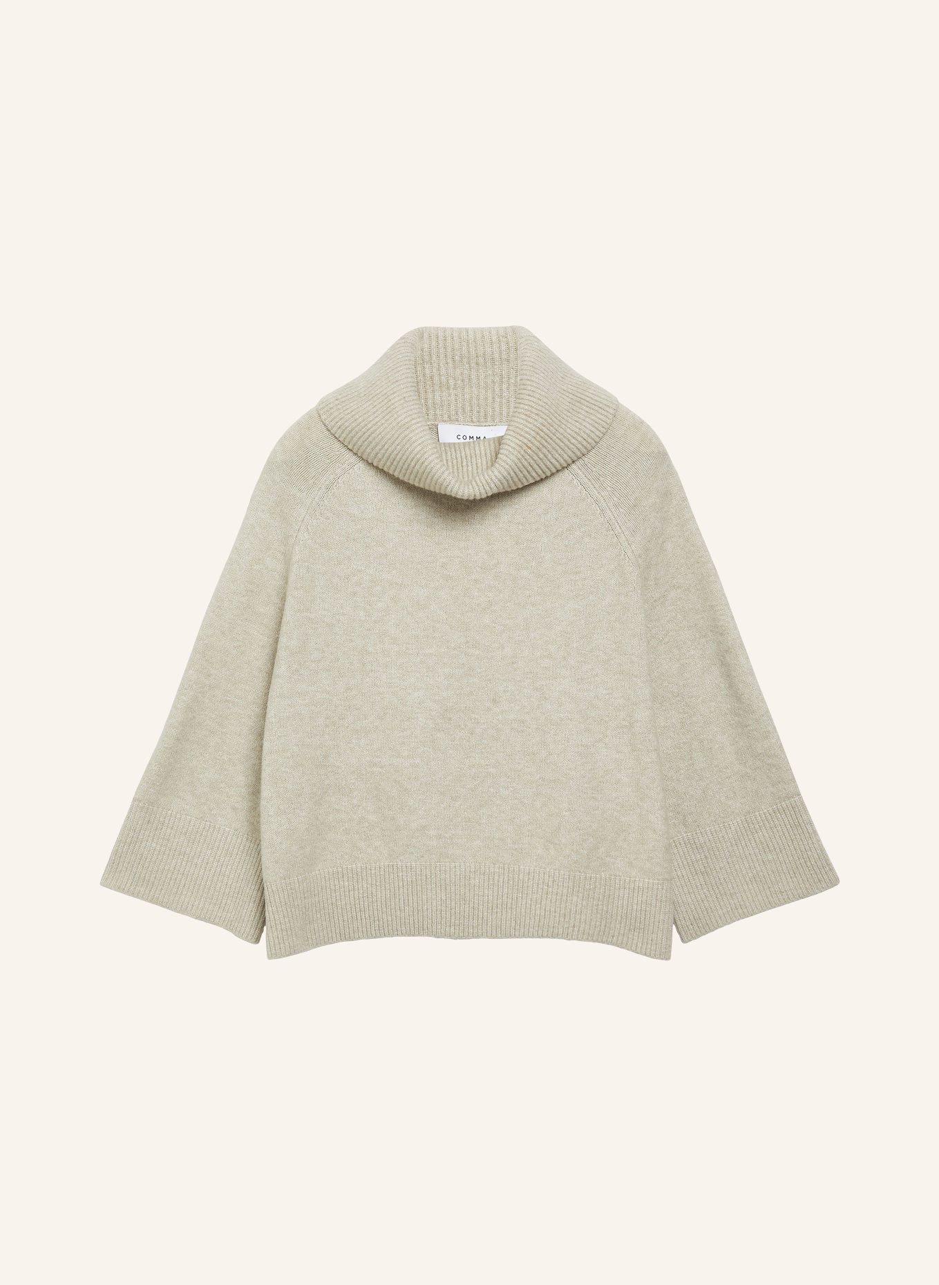 comma Turtleneck sweater with 3/4 sleeves: BEIGE