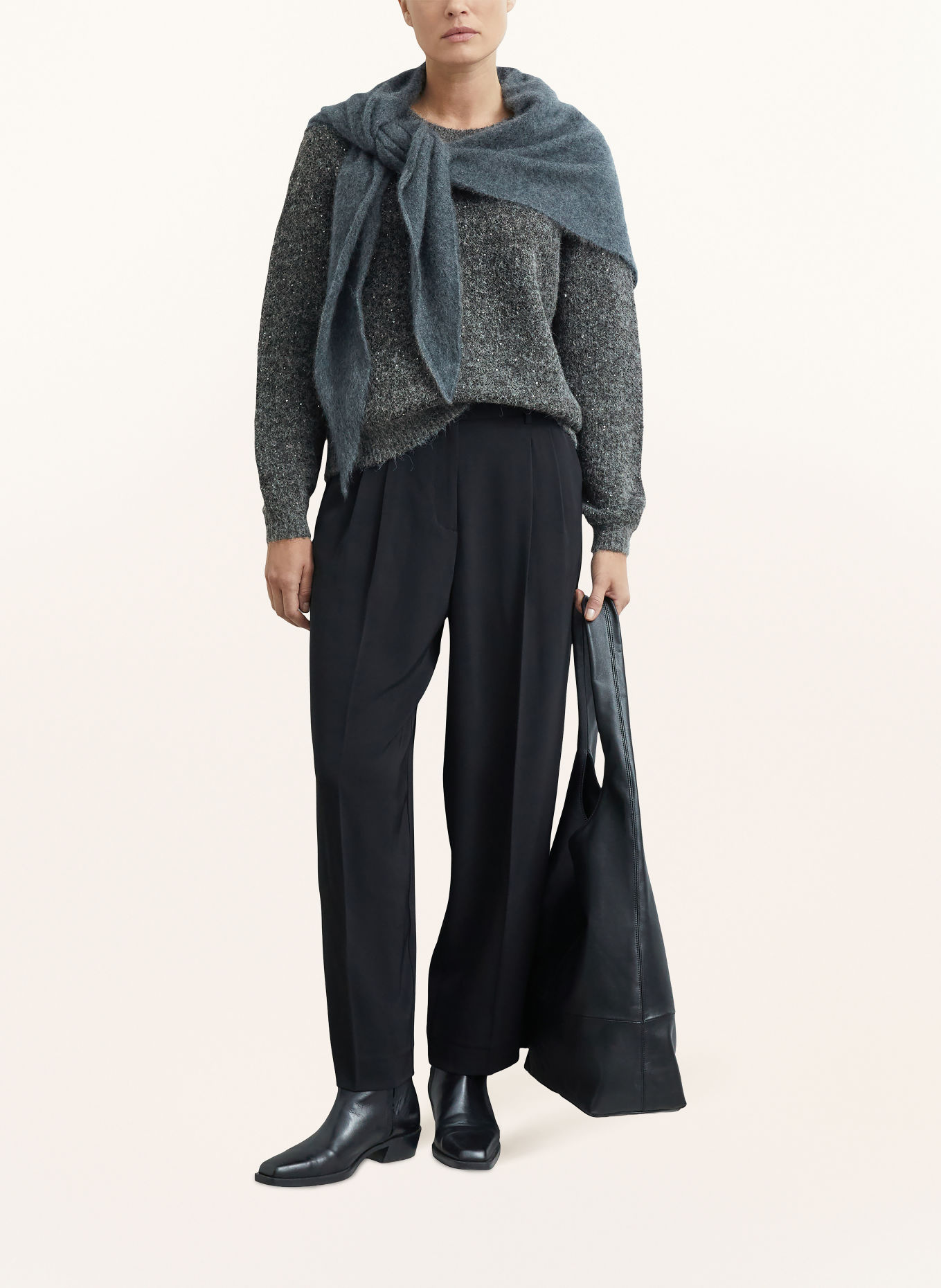COMMA Sequin Sweater: DARK GRAY