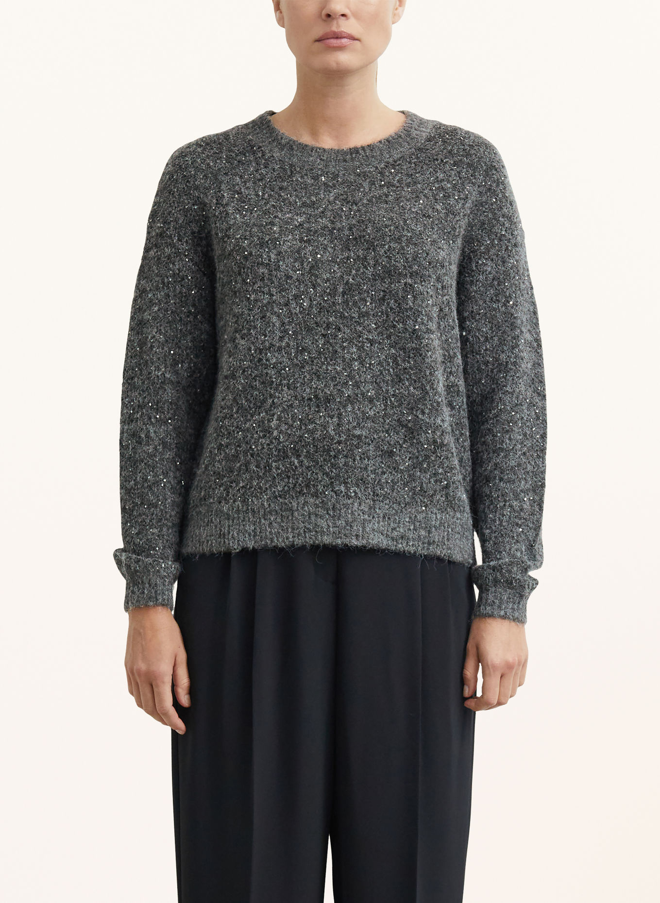 COMMA Sequin Sweater: DARK GRAY
