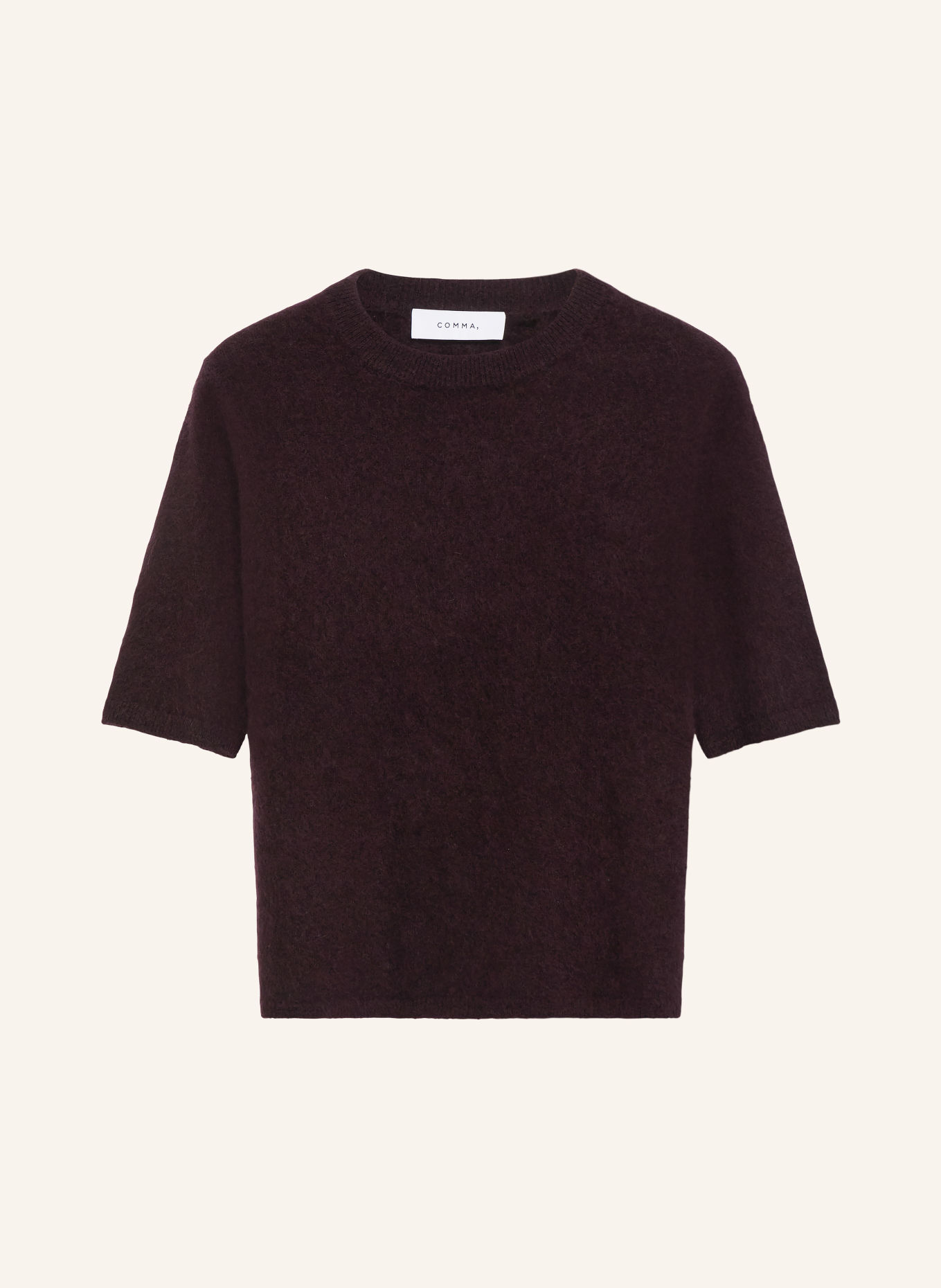 COMMA Gebreid shirt: DONKERPAARS