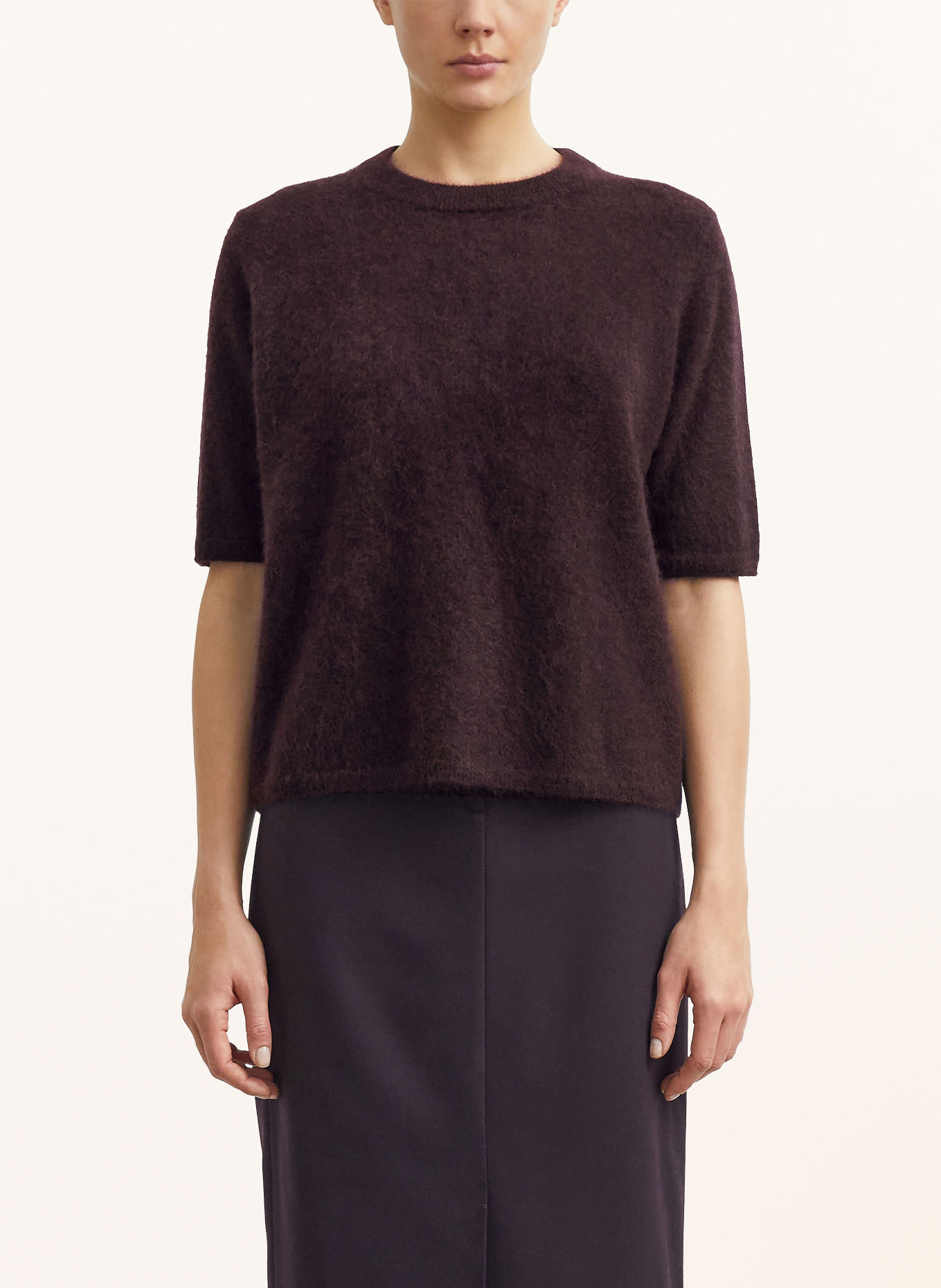 COMMA Gebreid shirt: DONKERPAARS