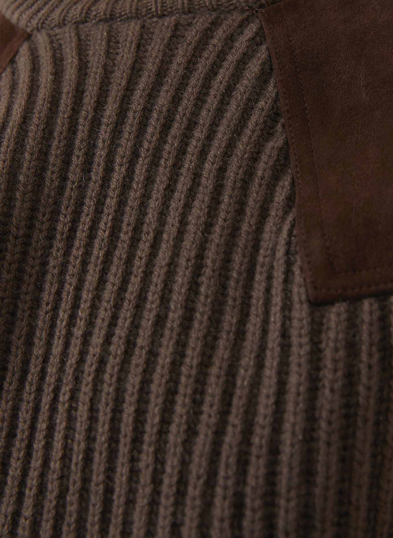 Max Mara Pullover TROPICO mit Leder: DUNKELBRAUN