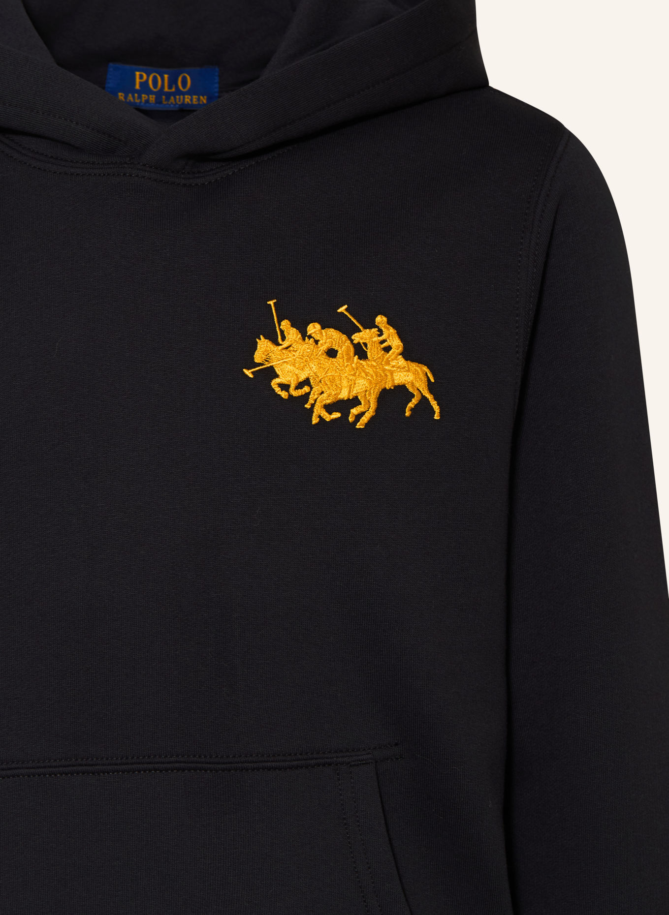 POLO RALPH LAUREN Hoodie: SVART / MÖRKGUL