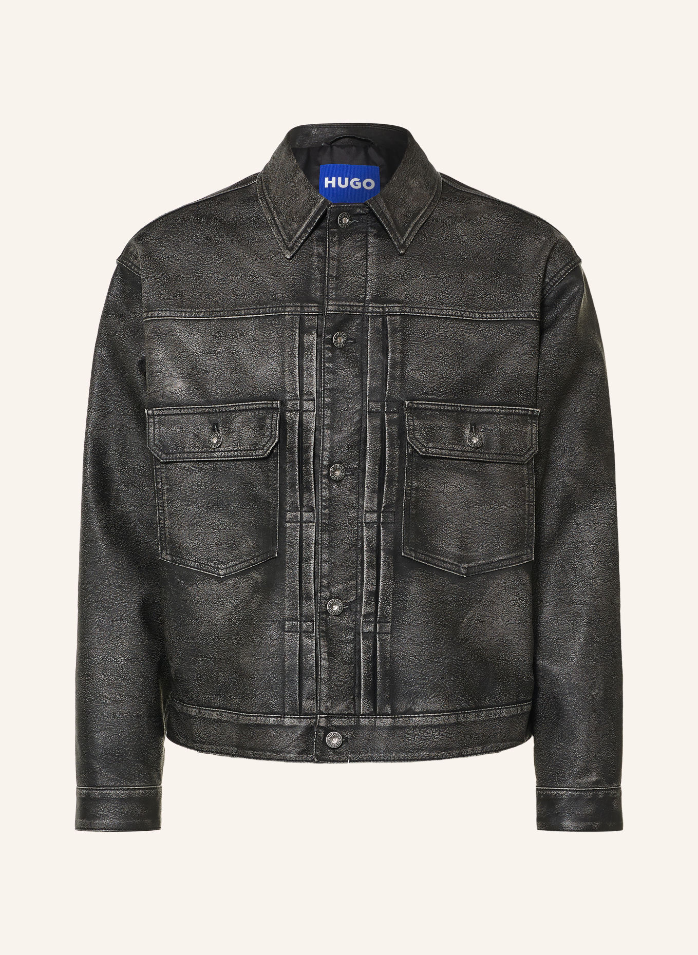 HUGO Jas met leerlook: DONKERGRIJS