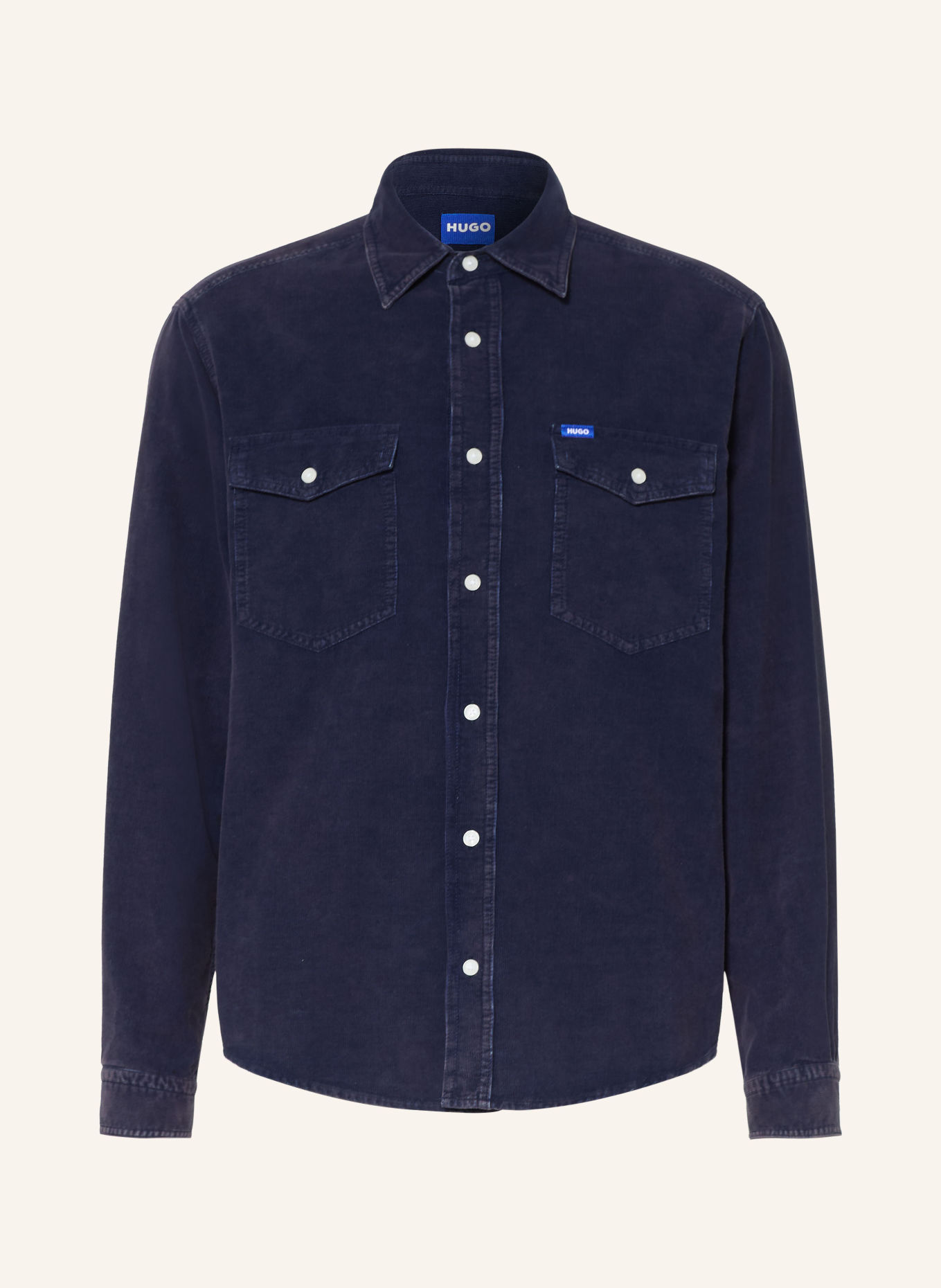 HUGO Cordhemd EBINO Comfort Fit: DUNKELBLAU