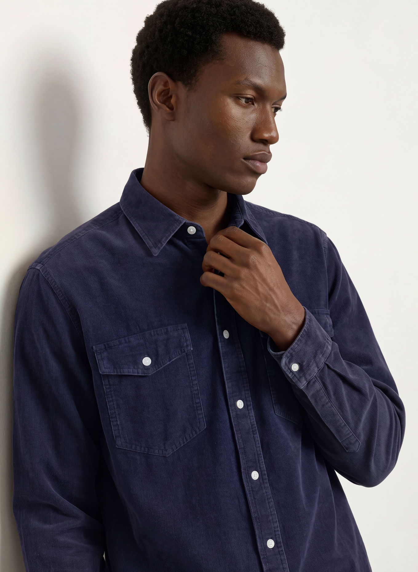 HUGO Cordhemd EBINO Comfort Fit: DUNKELBLAU