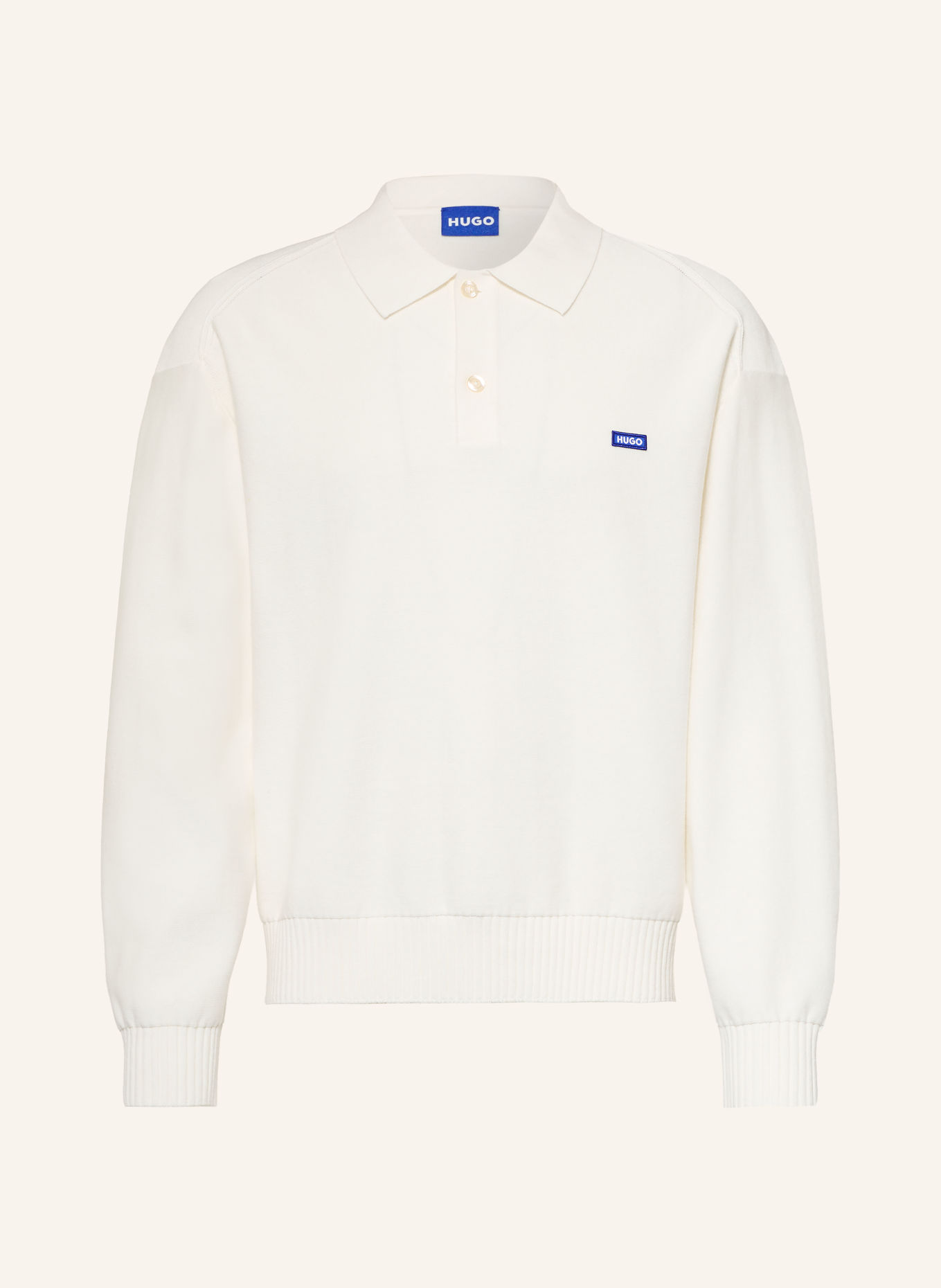 HUGO Polo en maille SAN PETTY, coupe oversize: CRÈME