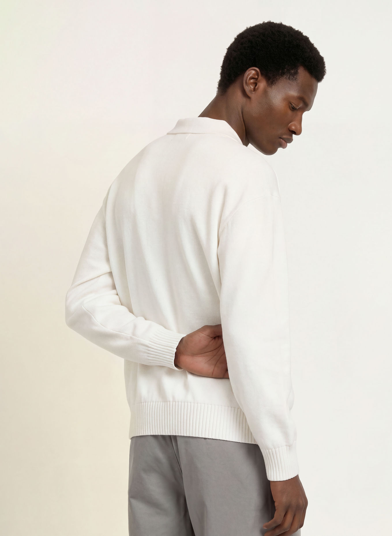 HUGO Polo en maille SAN PETTY, coupe oversize: CRÈME