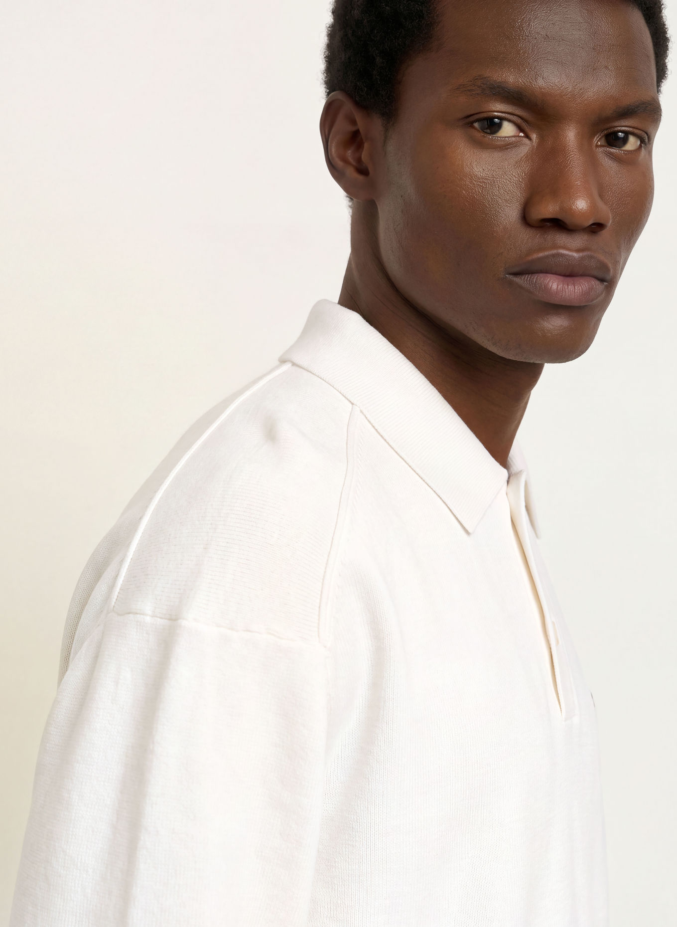 HUGO Polo en maille SAN PETTY, coupe oversize: CRÈME