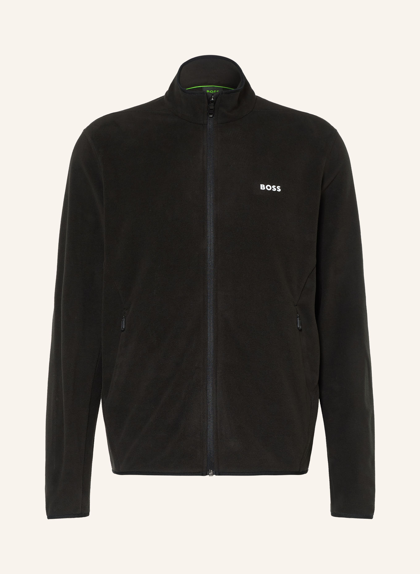 BOSS Fleecejas ACTIVE: ZWART