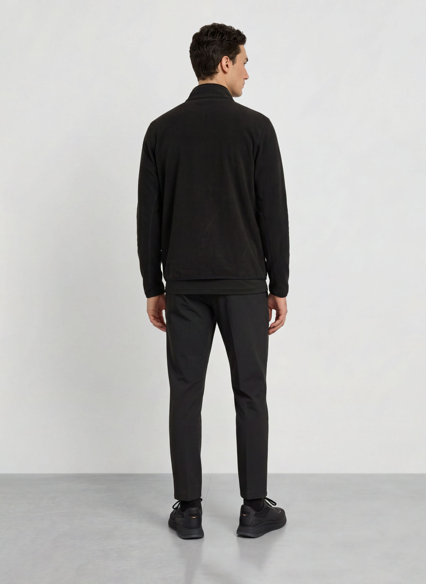 BOSS Fleecejas ACTIVE: ZWART