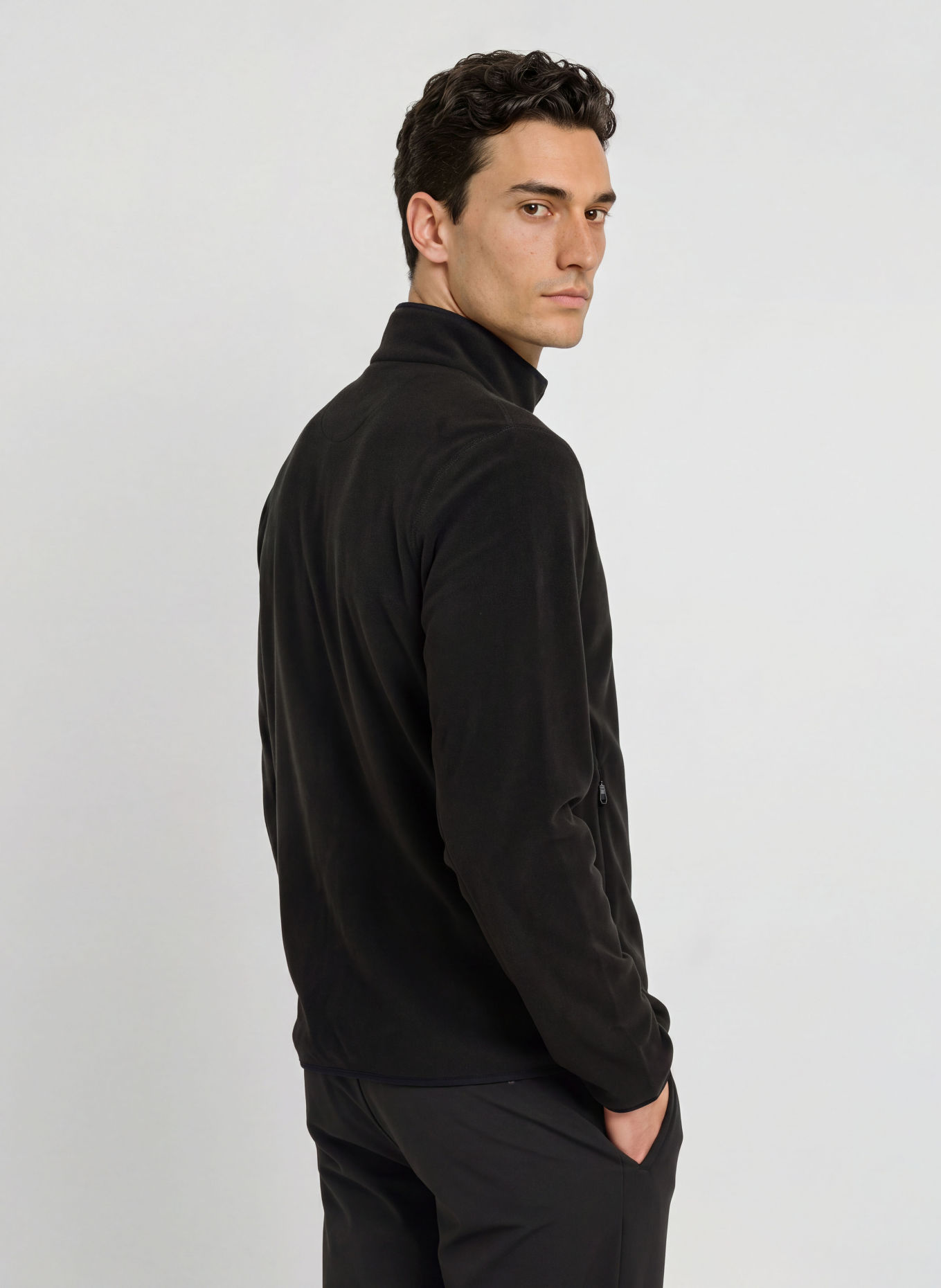 BOSS Fleecejas ACTIVE: ZWART