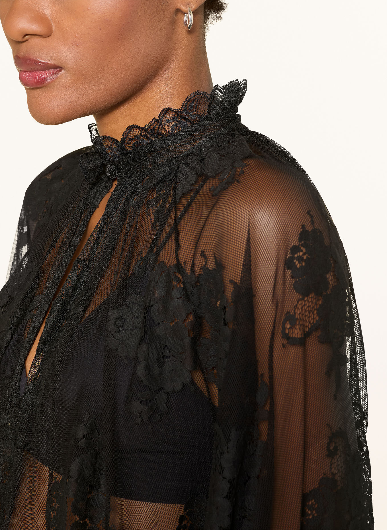 ottod'ame Chemisier en maille avec dentelle: NOIR