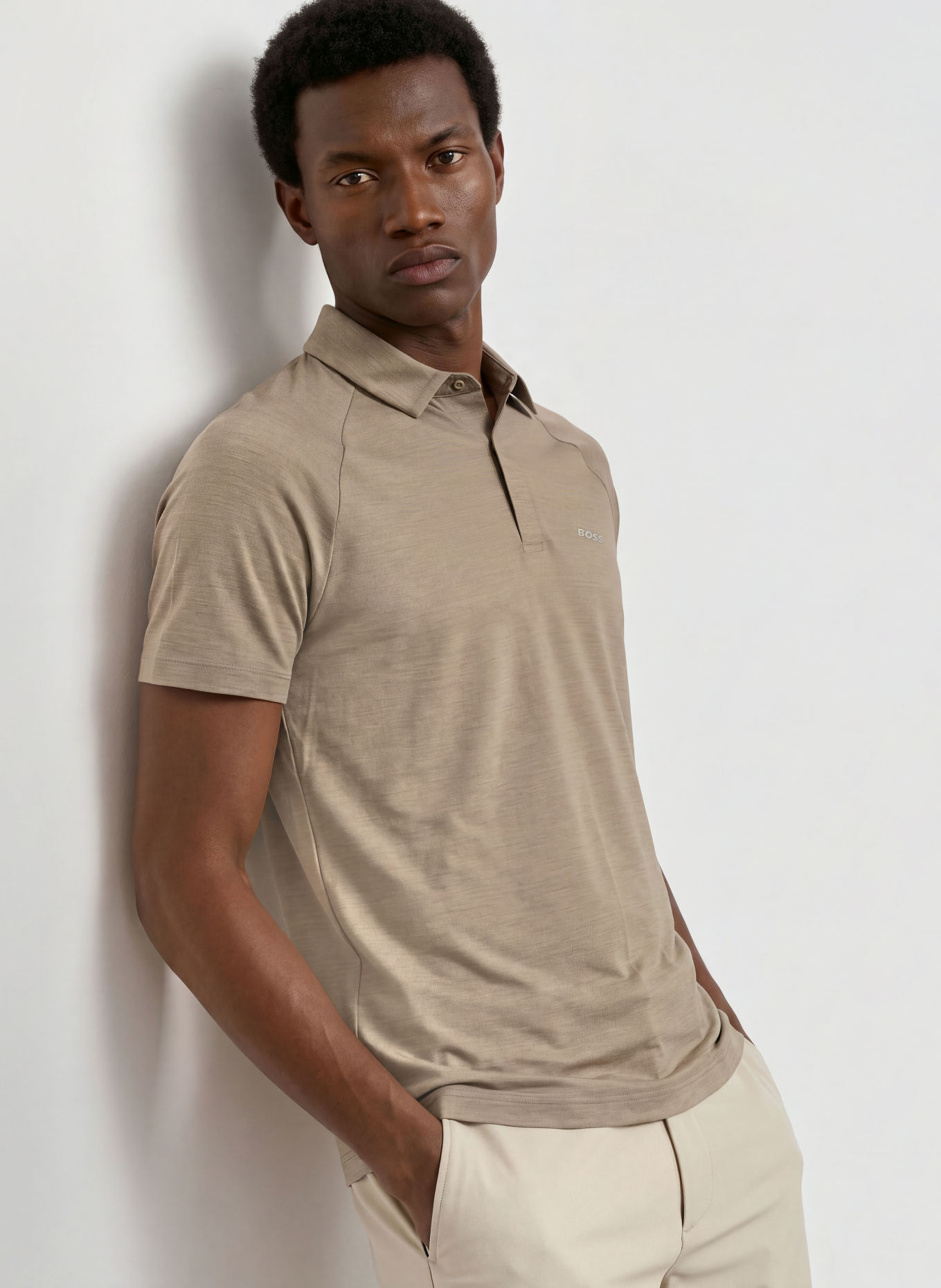 BOSS Funktions-Poloshirt: BRAUN