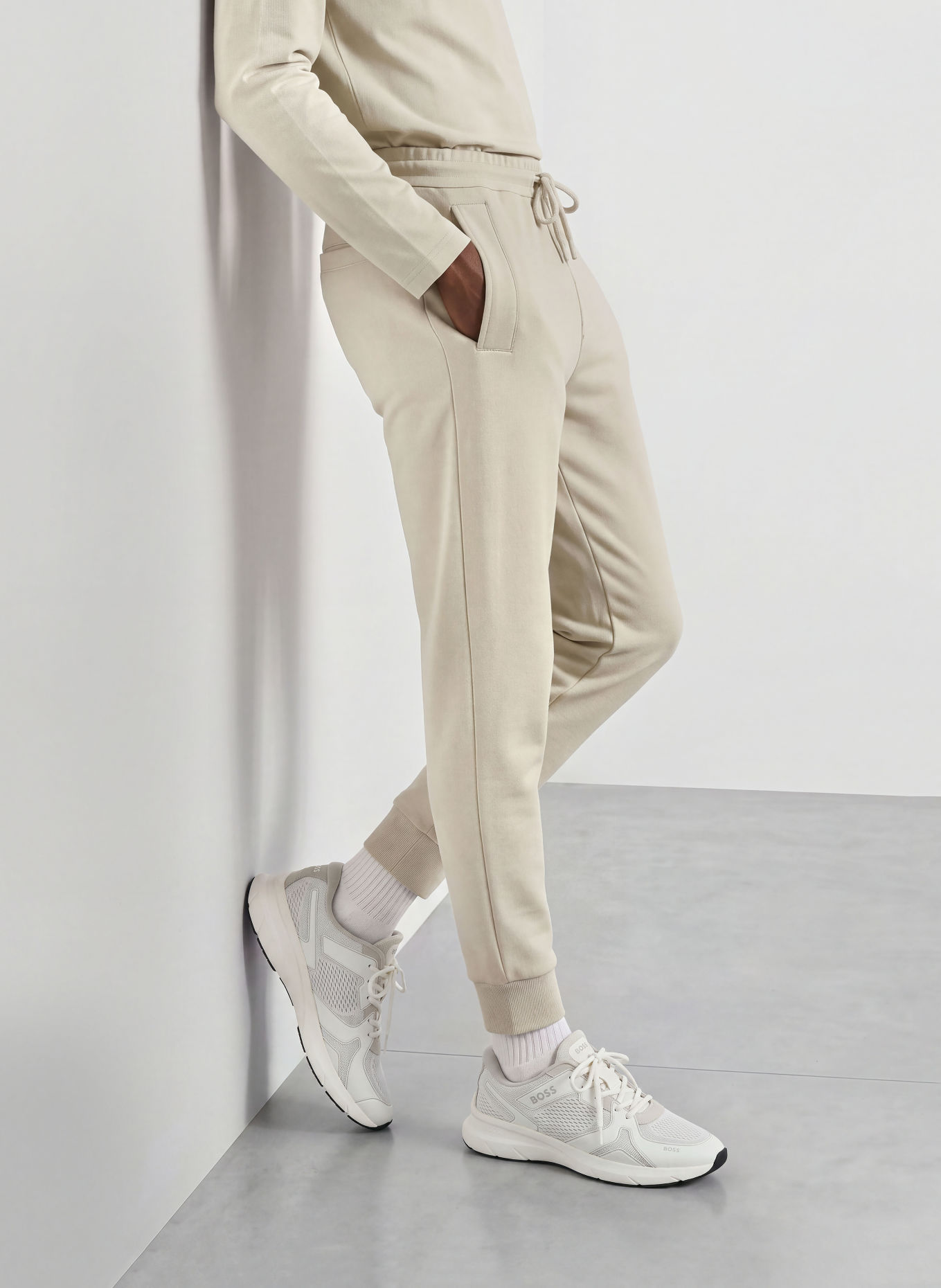 BOSS Trainingsbroek UNION HADIKO: BEIGE