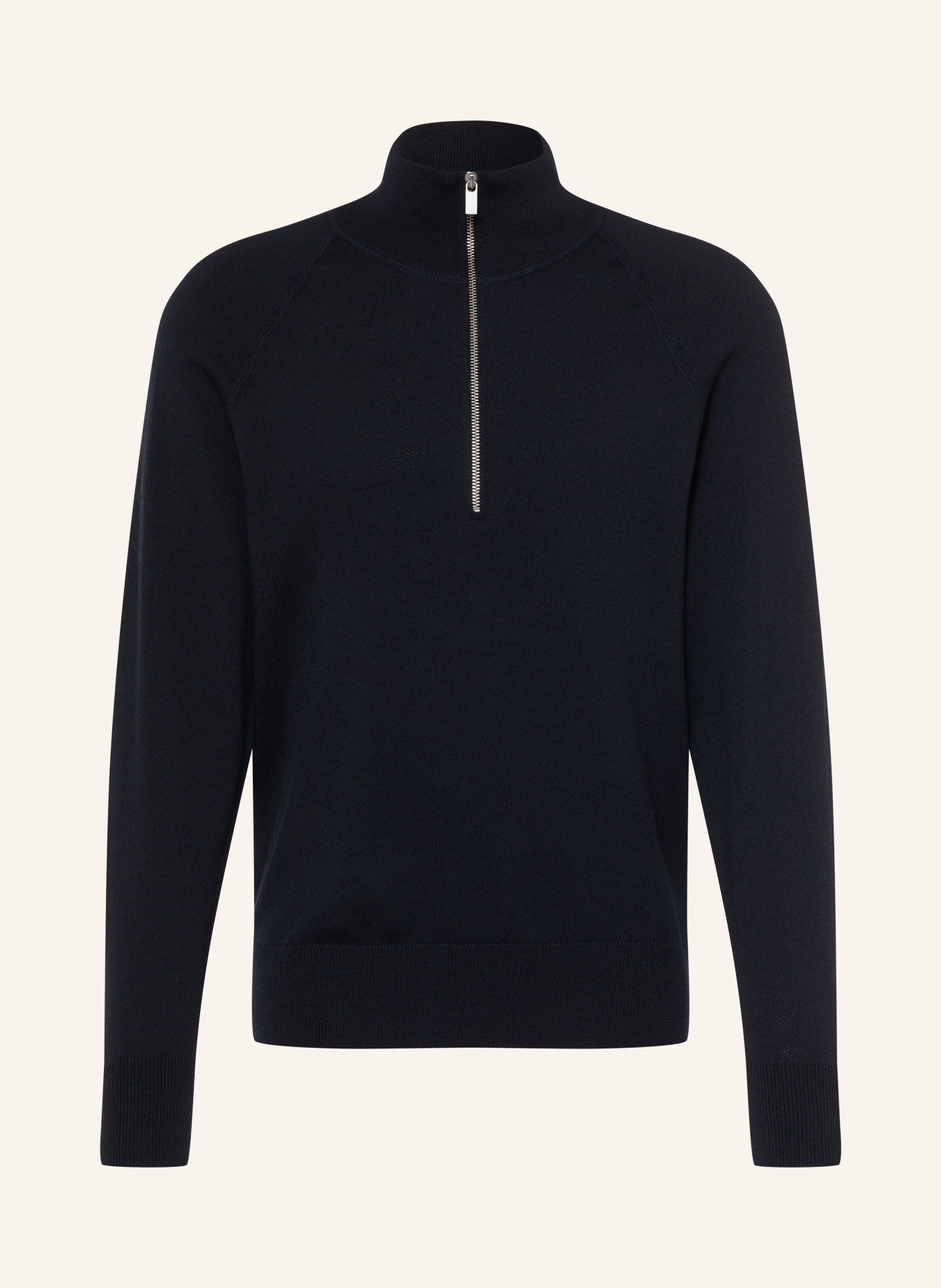 BARENA VENEZIA Pull col zippé MOLO BASILIO en laine mérinos: BLEU FONCÉ