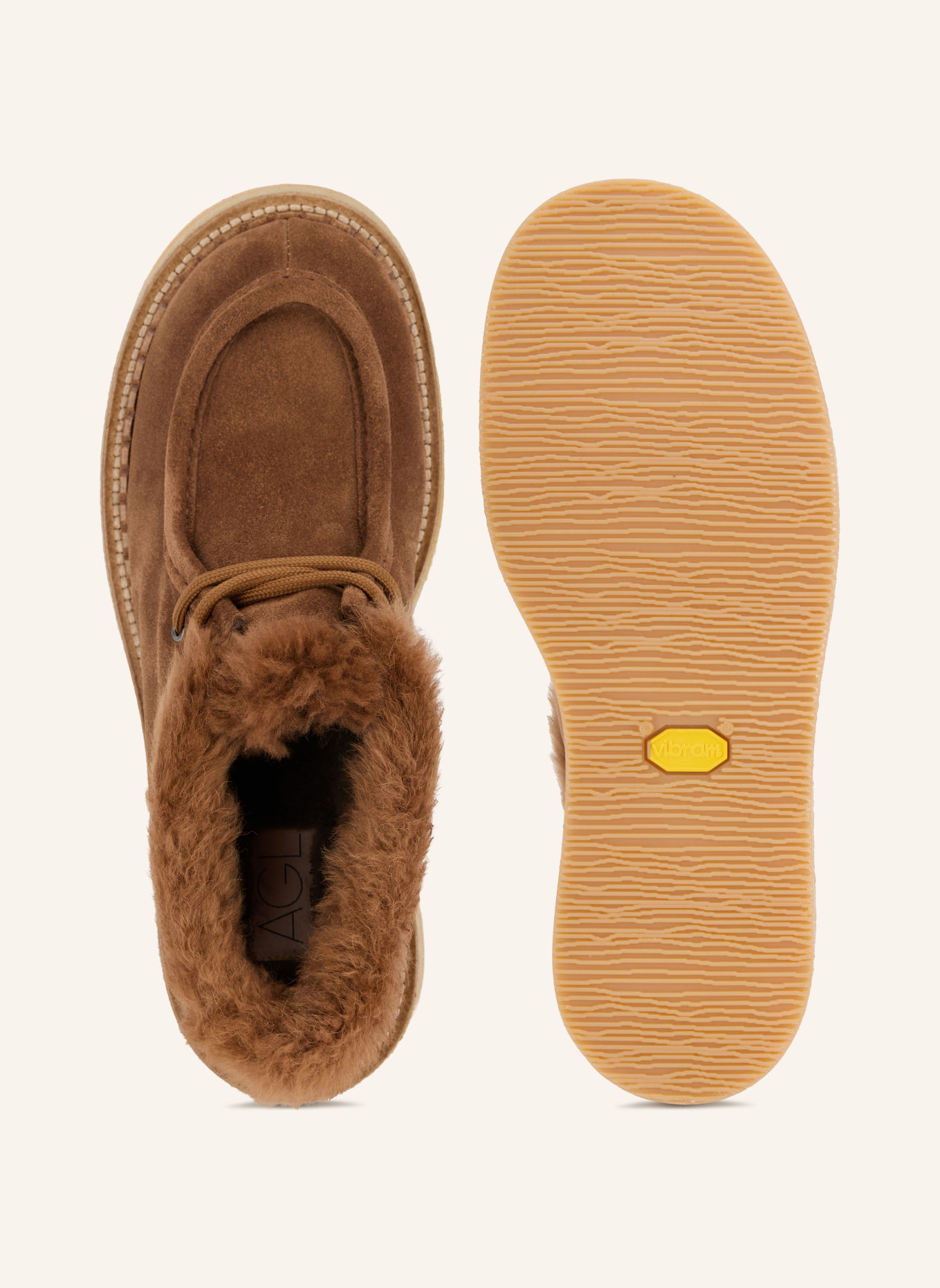 AGL LINFA-Veterboots met veters: BRUIN
