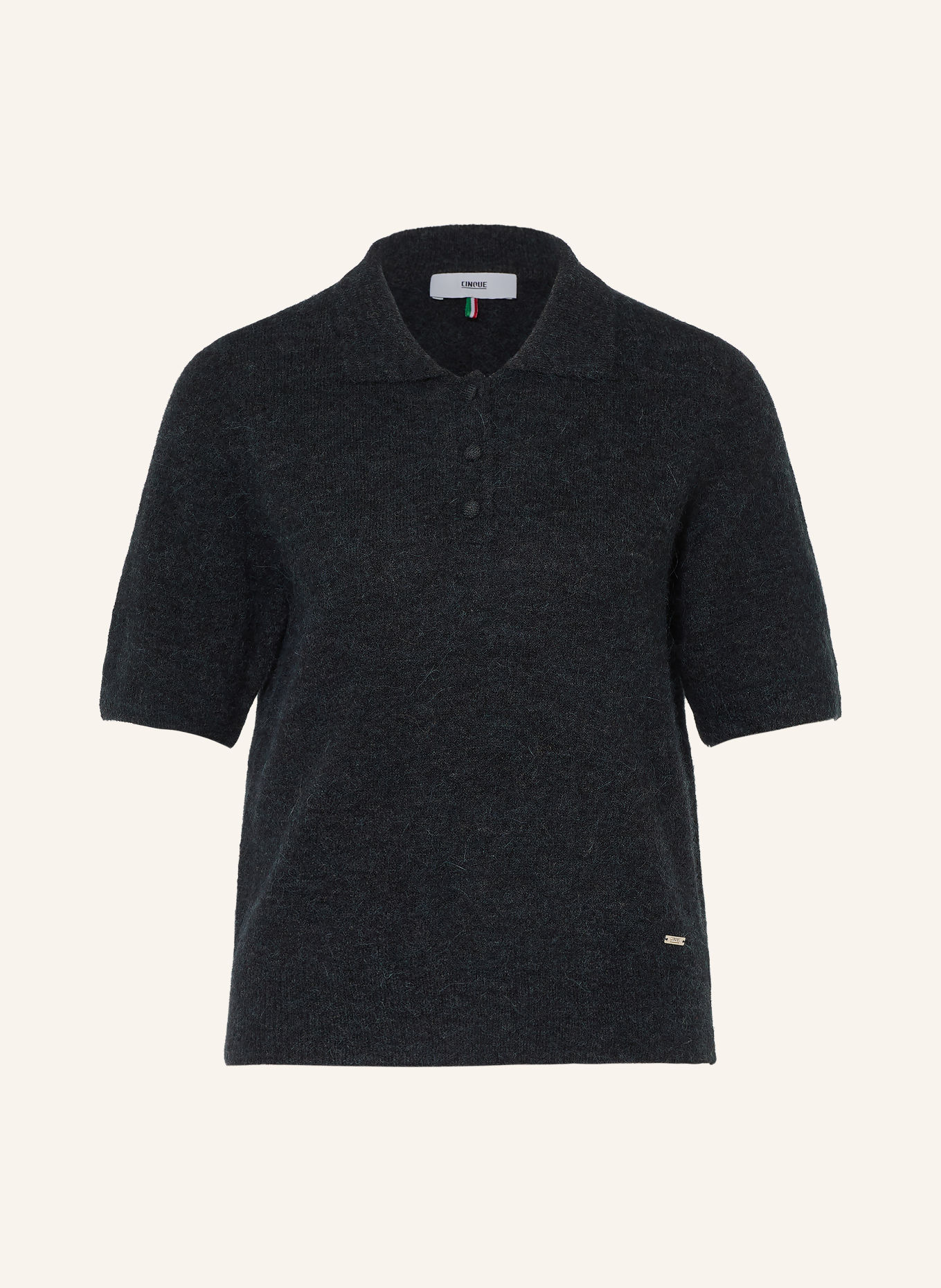 CINQUE Gebreid poloshirt CIALPACO met alpaca: DONKERGRIJS