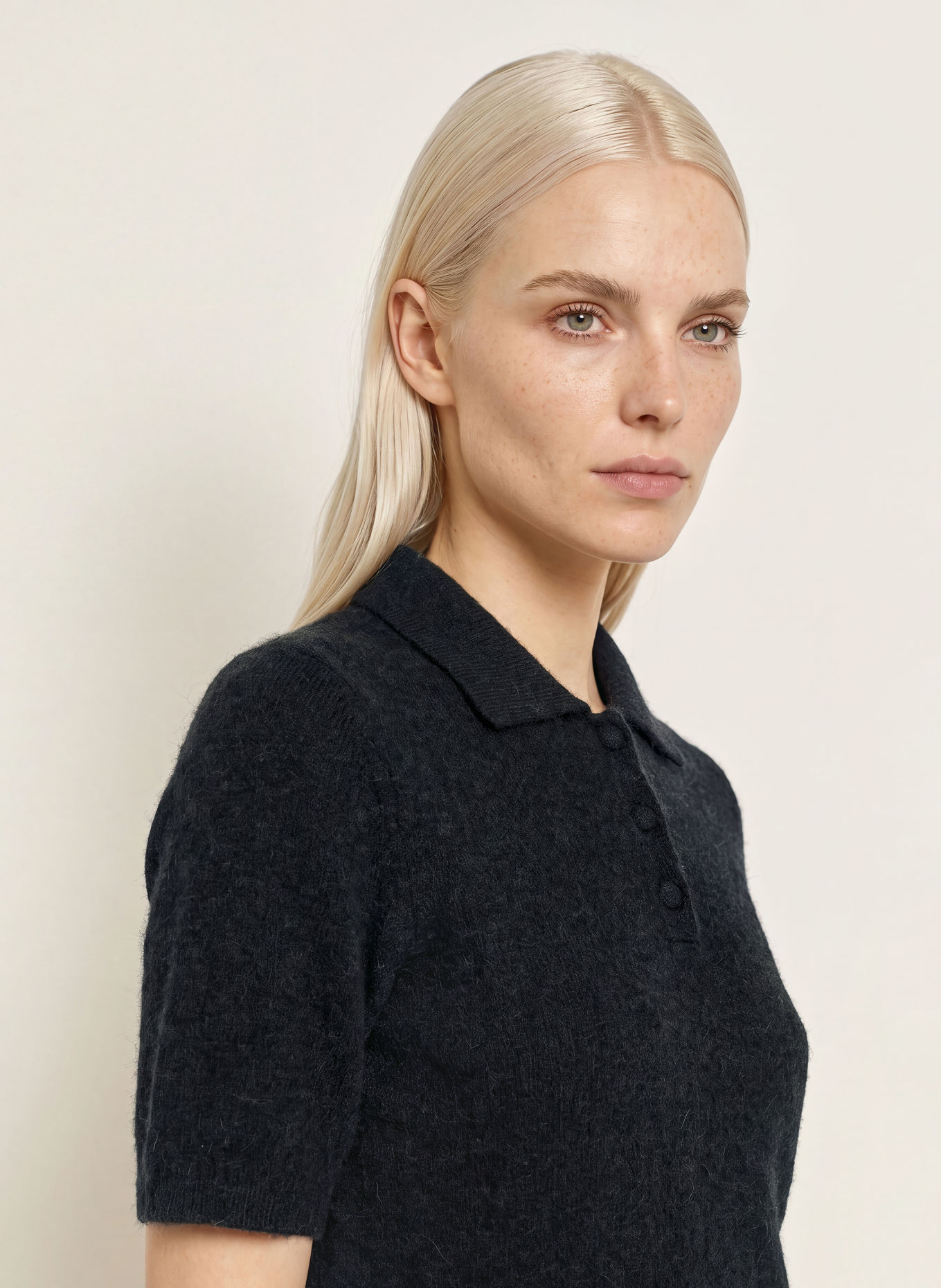 CINQUE Gebreid poloshirt CIALPACO met alpaca: DONKERGRIJS