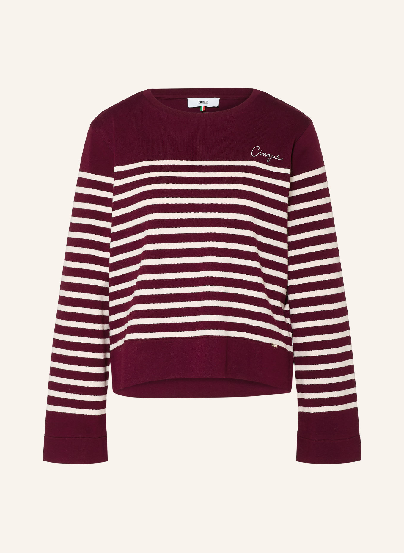 CINQUE Longsleeve CITALO: DUNKELROT / WEISS