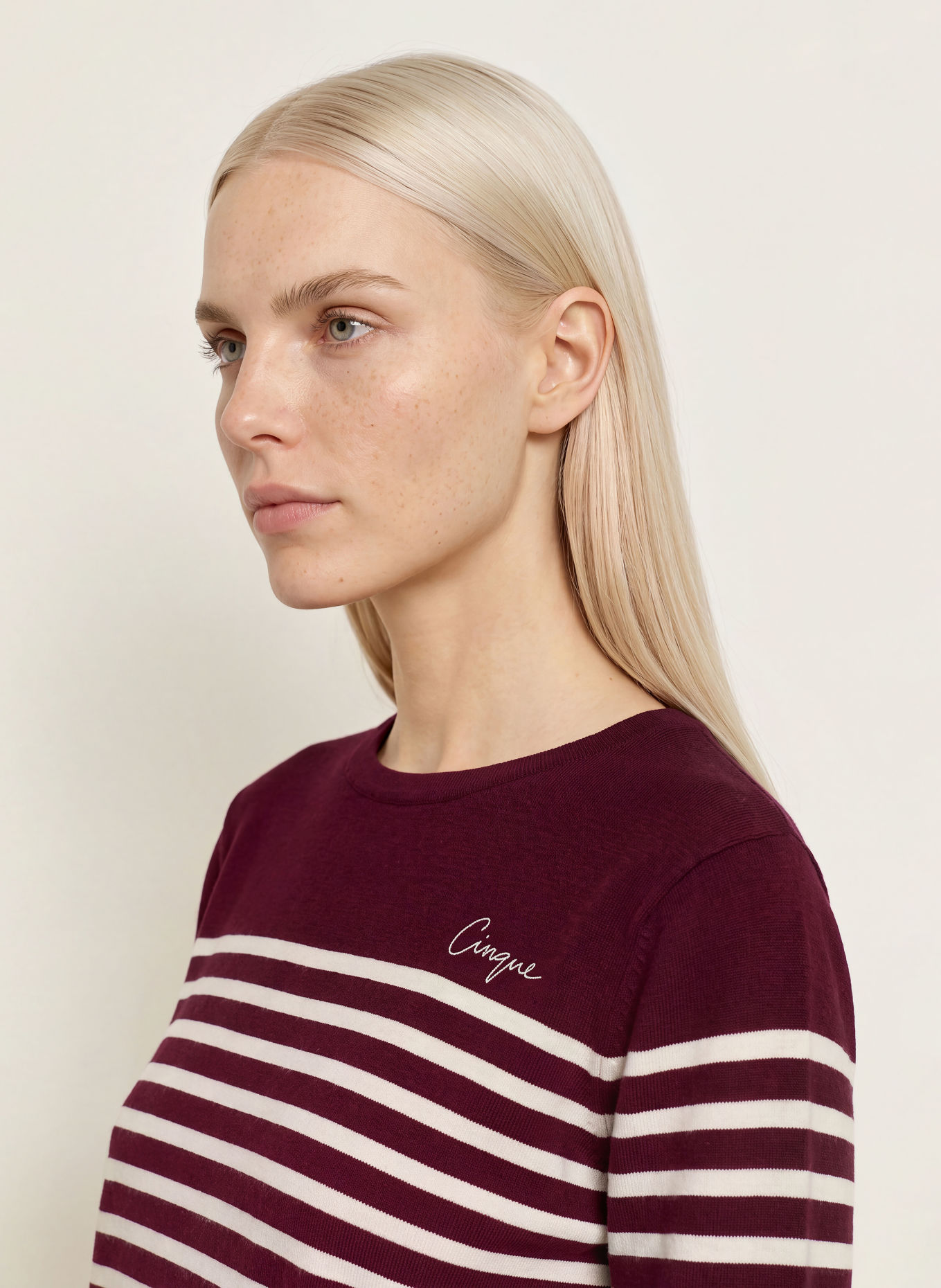 CINQUE Longsleeve CITALO: DUNKELROT / WEISS