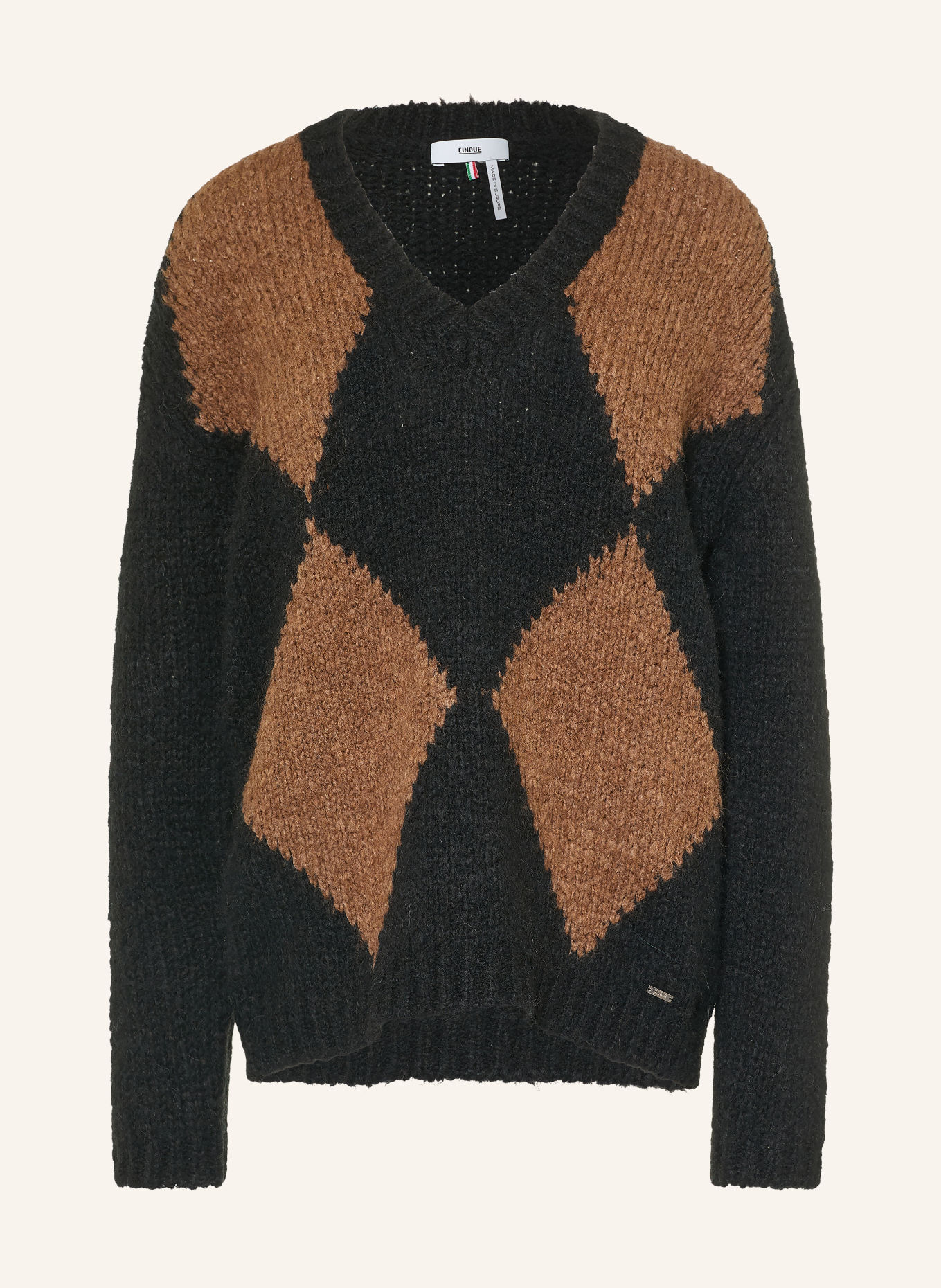 CINQUE Pull en maille CIRAUTA avec de l'alpaga: MARRON / NOIR