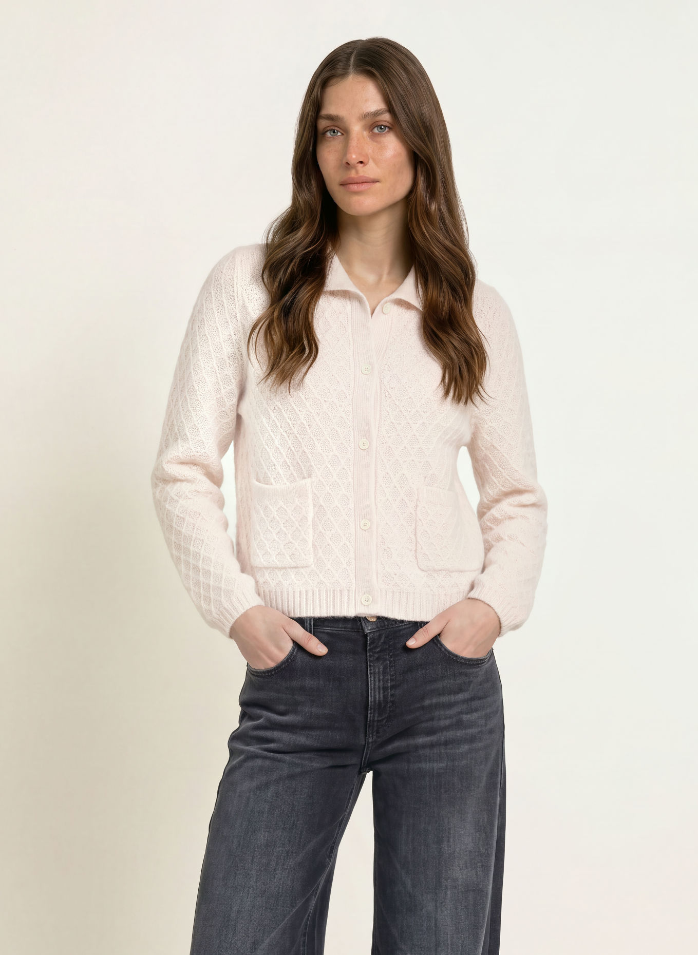 HEMISPHERE Cardigan med kashmir: HVID