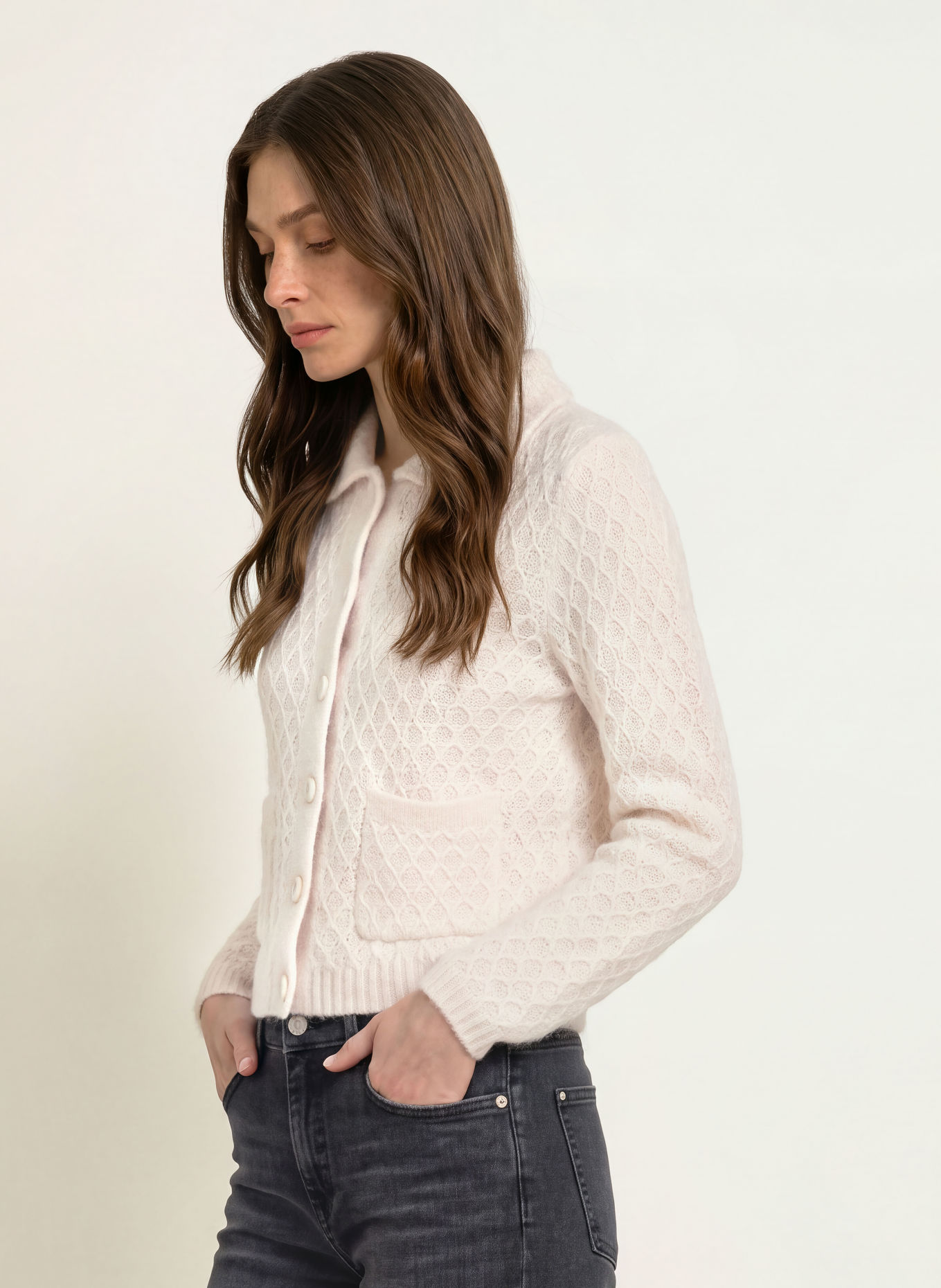 HEMISPHERE Cardigan med kashmir: HVID