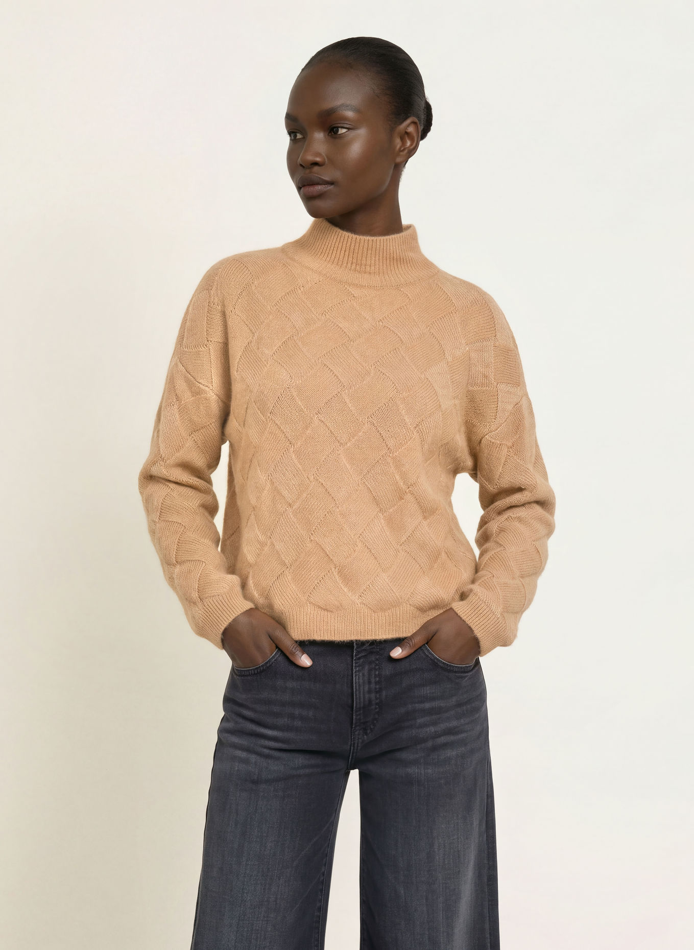 HEMISPHERE Pullover mit Pailletten: CAMEL
