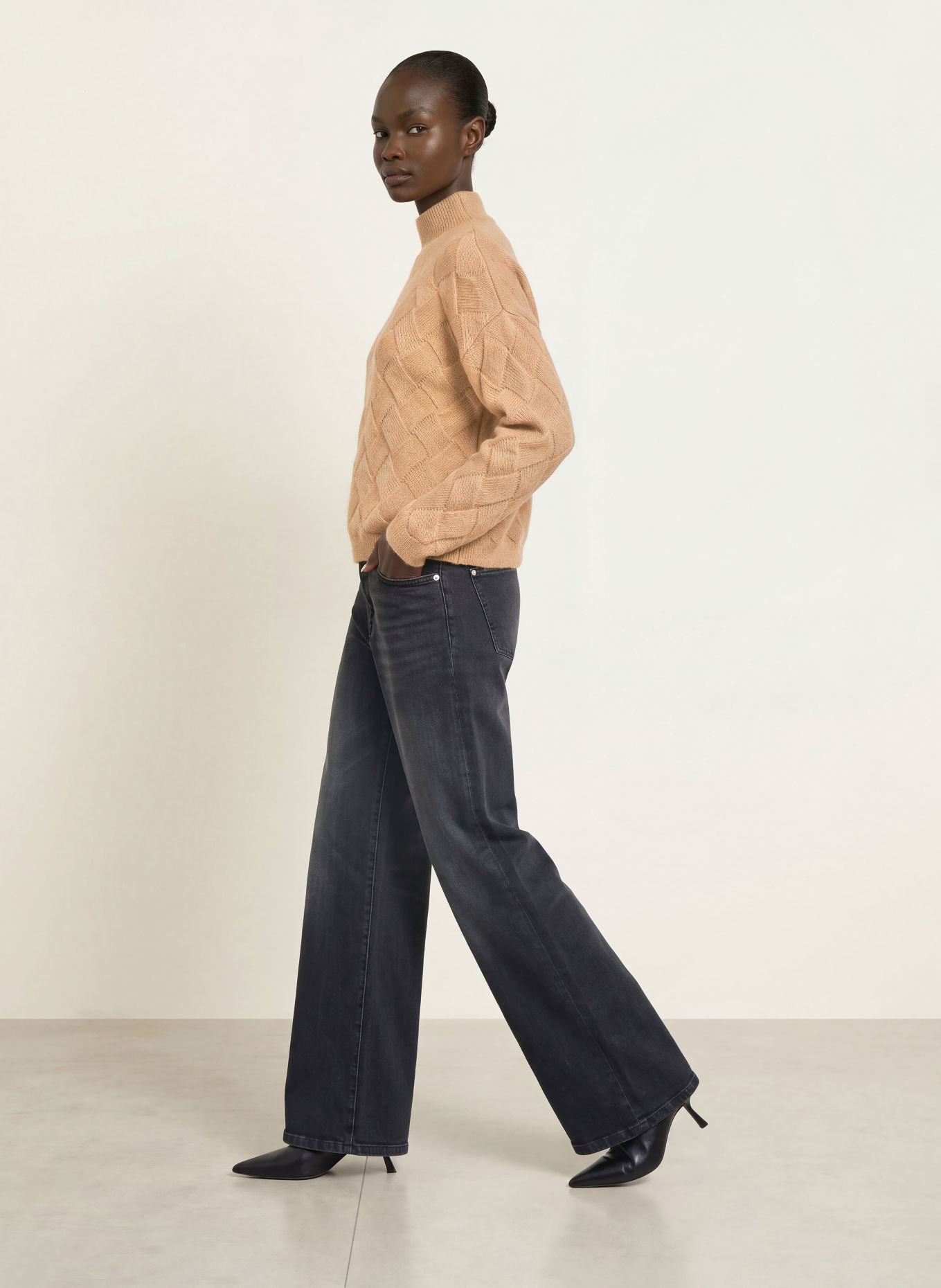 HEMISPHERE Pullover mit Pailletten: CAMEL