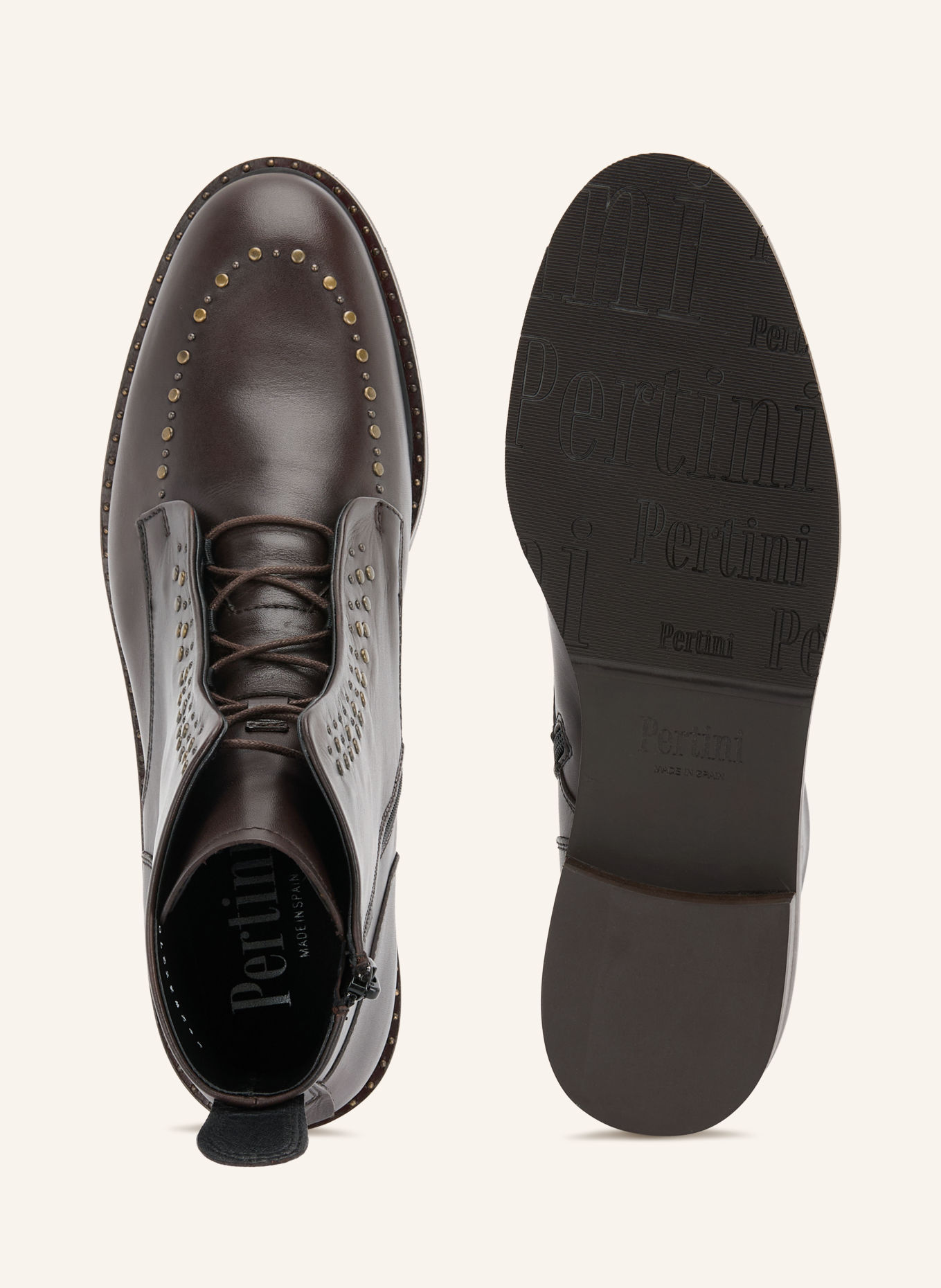 Pertini Schnürboots mit Nieten: DUNKELBRAUN
