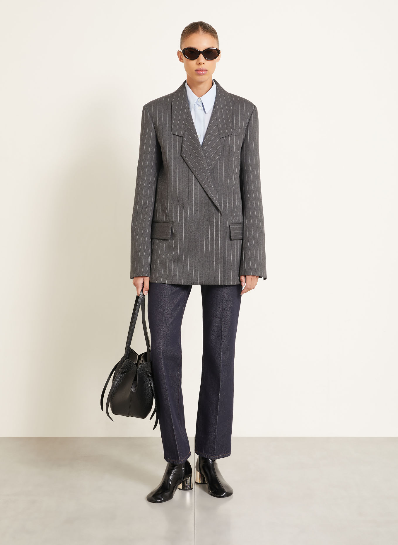 SPORTMAX Blazer LEPRE: GRIS / BLANC