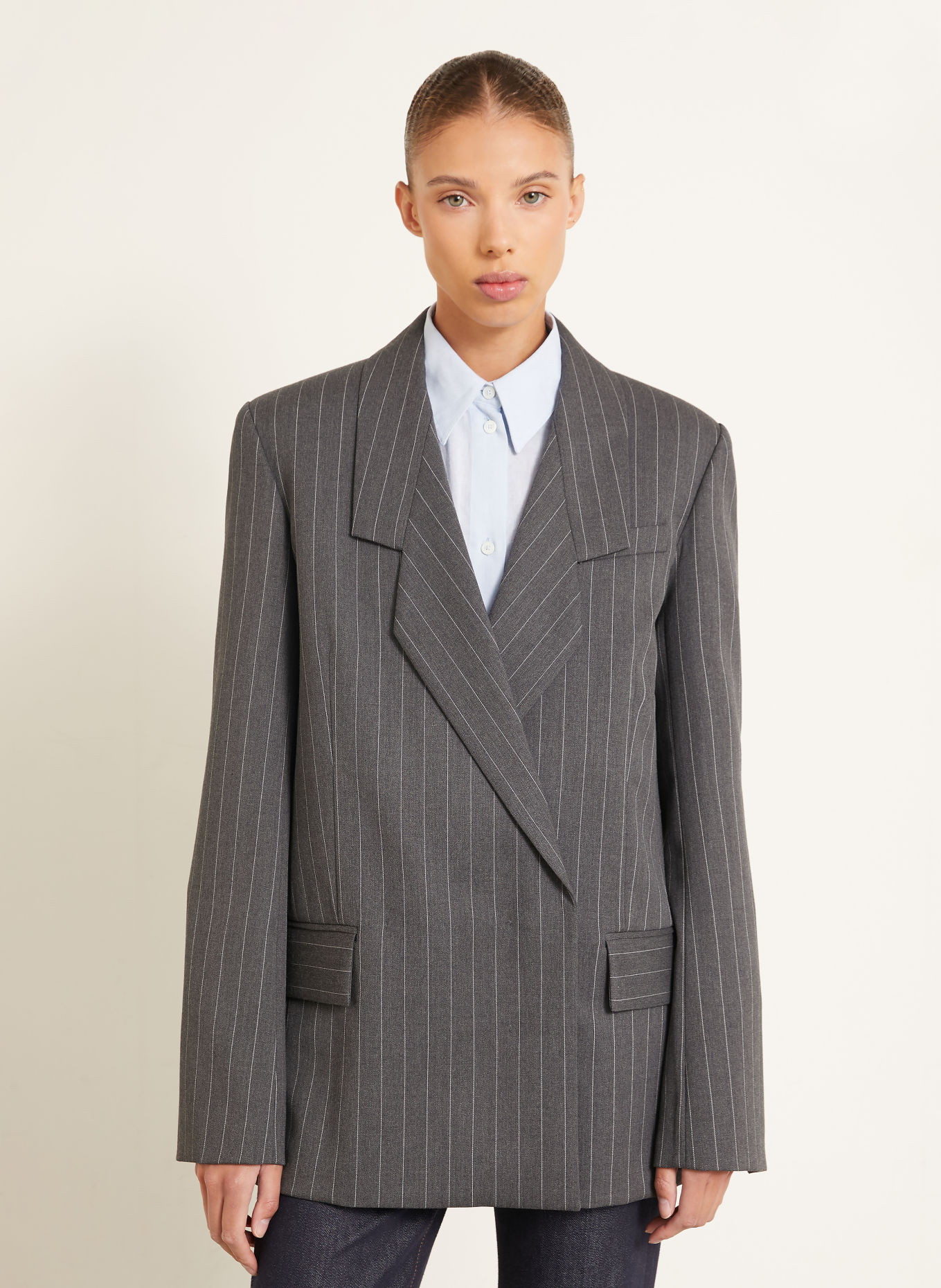 SPORTMAX Blazer LEPRE: GRIS / BLANC