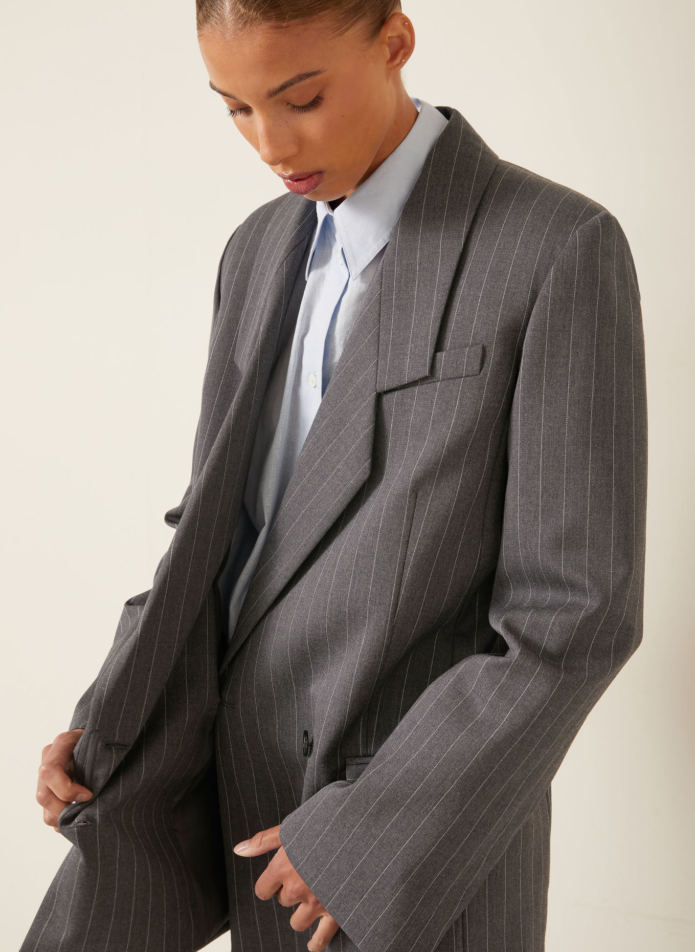 SPORTMAX Blazer LEPRE: GRIS / BLANC
