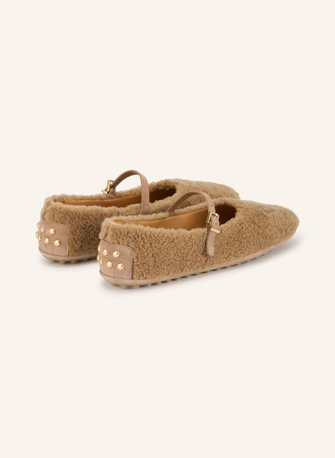 TOD'S Baleriny w stylu Mary Jane GOMMA z nitami: JASNOBRĄZOWY